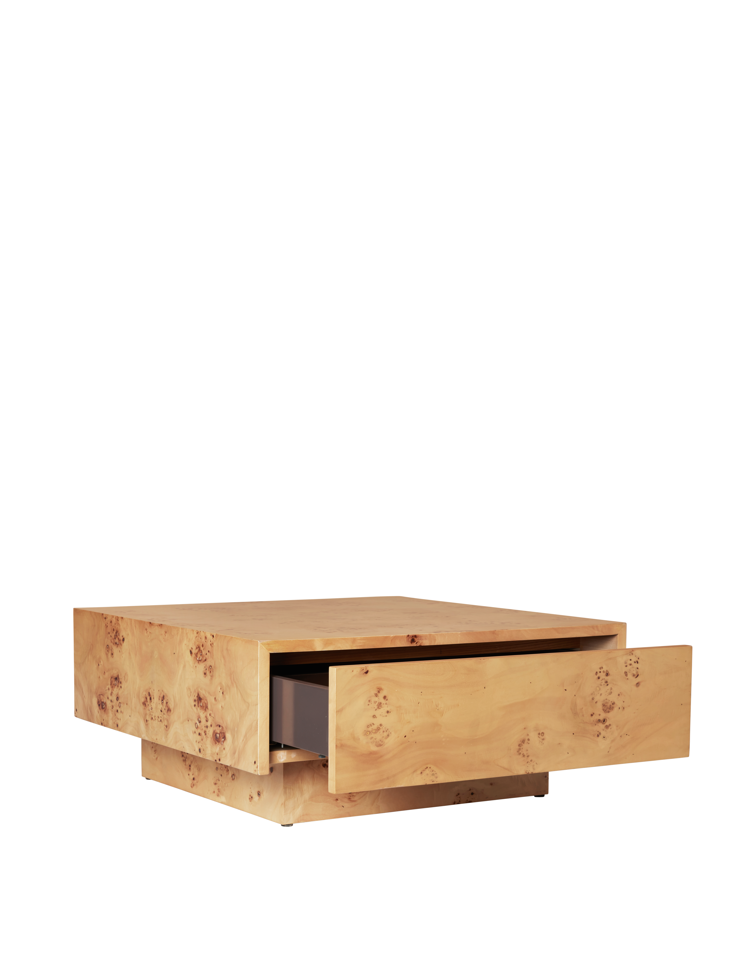 Couchtisch mit Schublade BURL Furnier aus Pappelholz