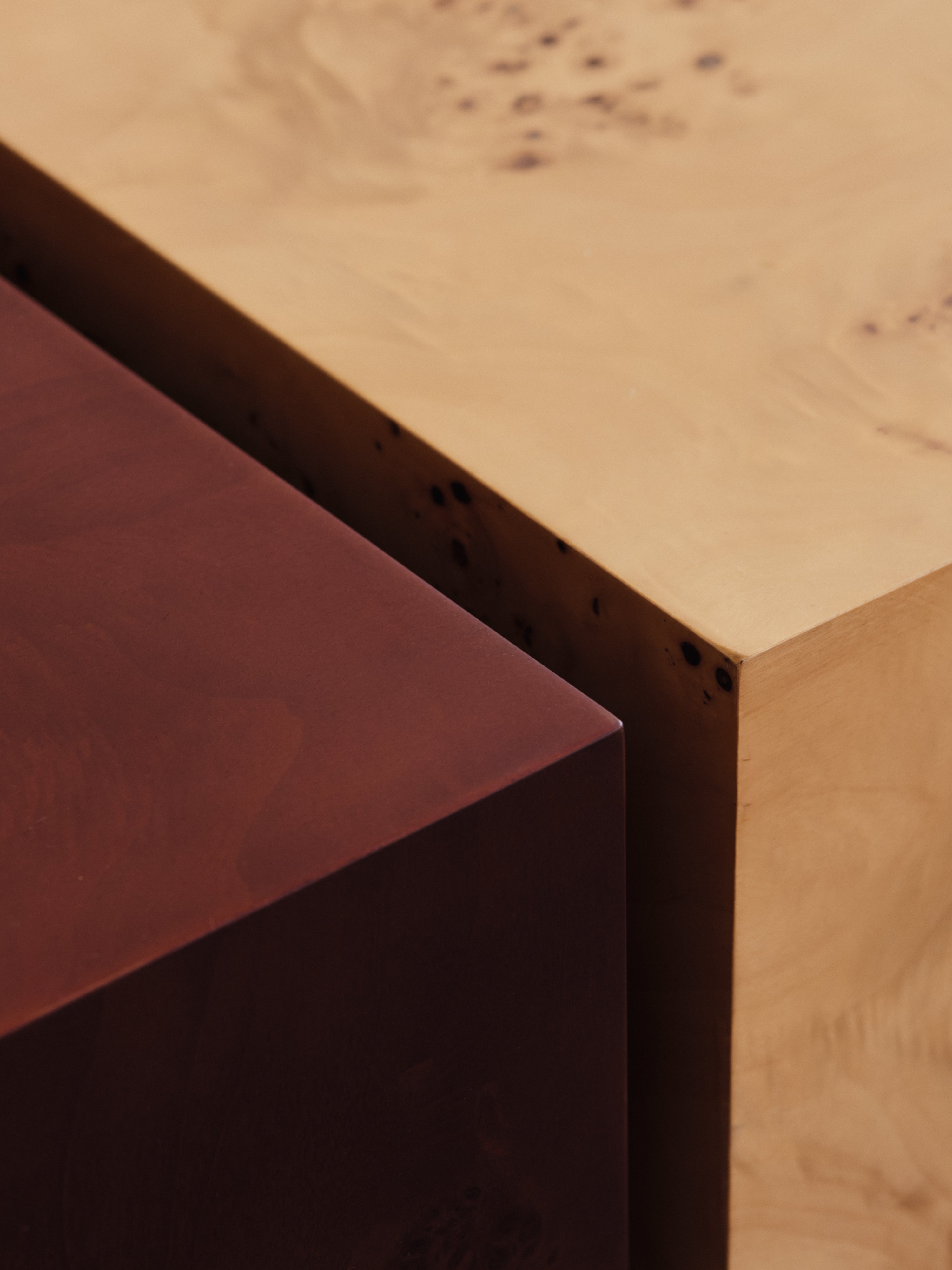 Couchtisch mit Schublade BURL Furnier aus Pappelholz