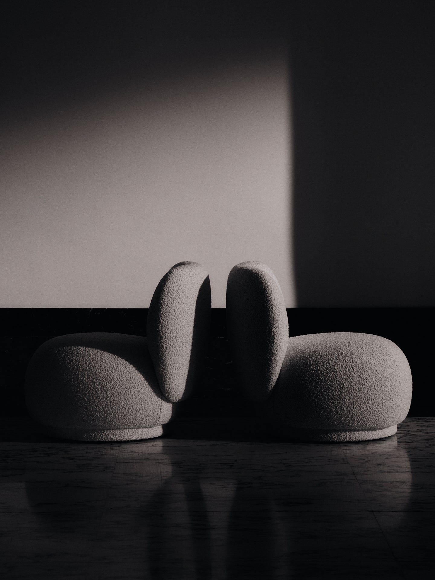 Drehstuhl RICO PICCOLO LOUNGE Nordic Bouclé złamana biel