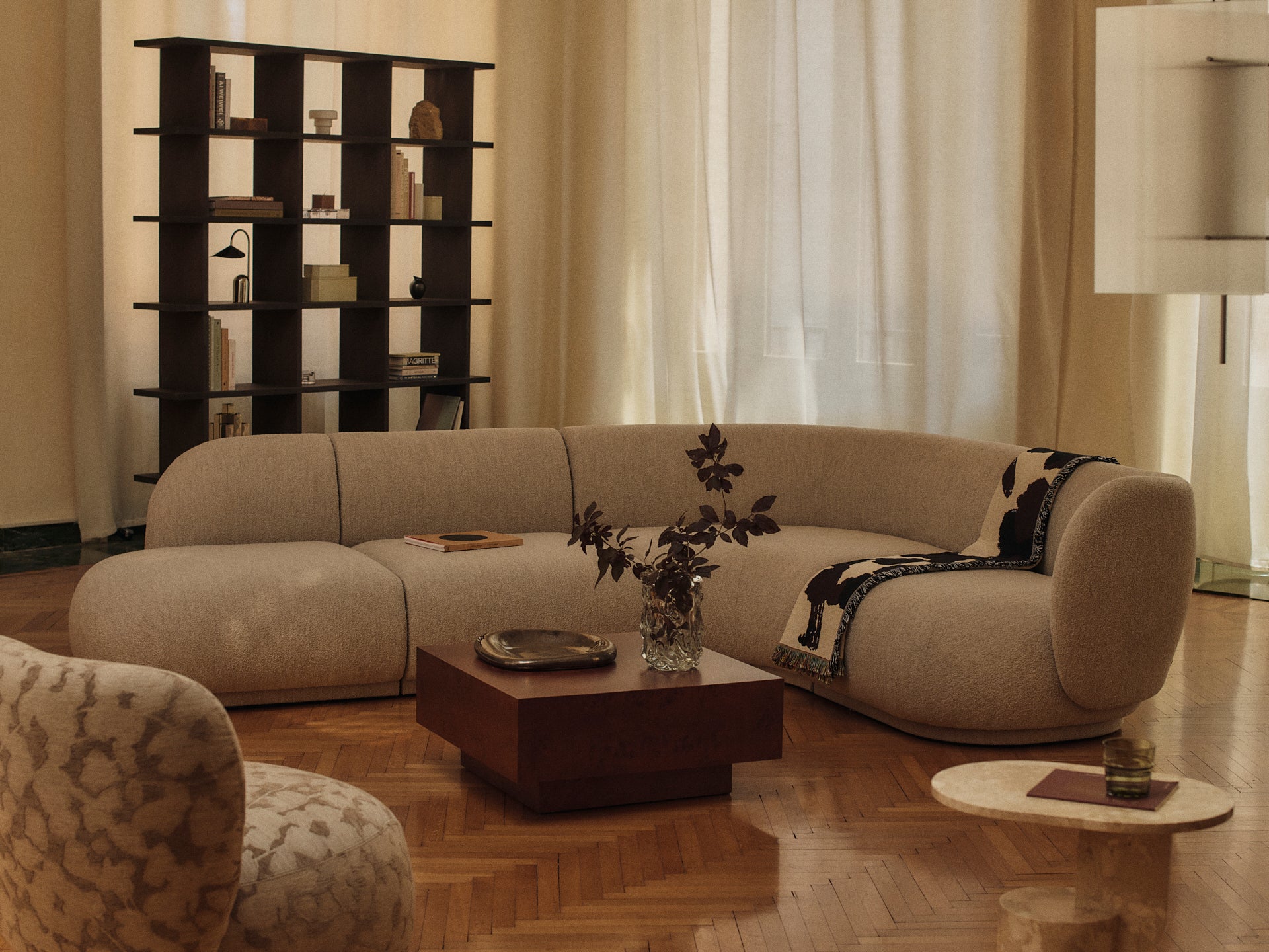 Couchtisch mit Schublade BURL braun Furnier aus Pappelholz