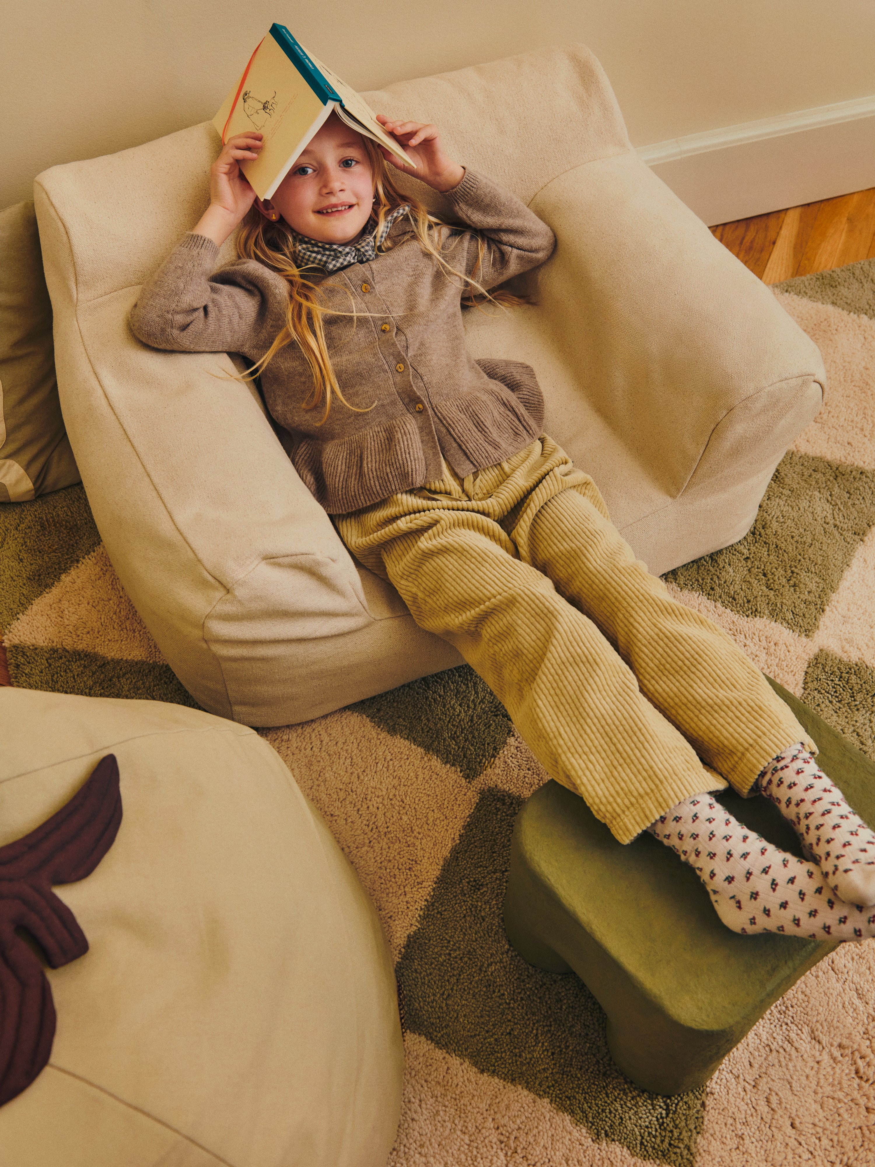 Bright Green Pouf PEAR with Brown [Klaudia]