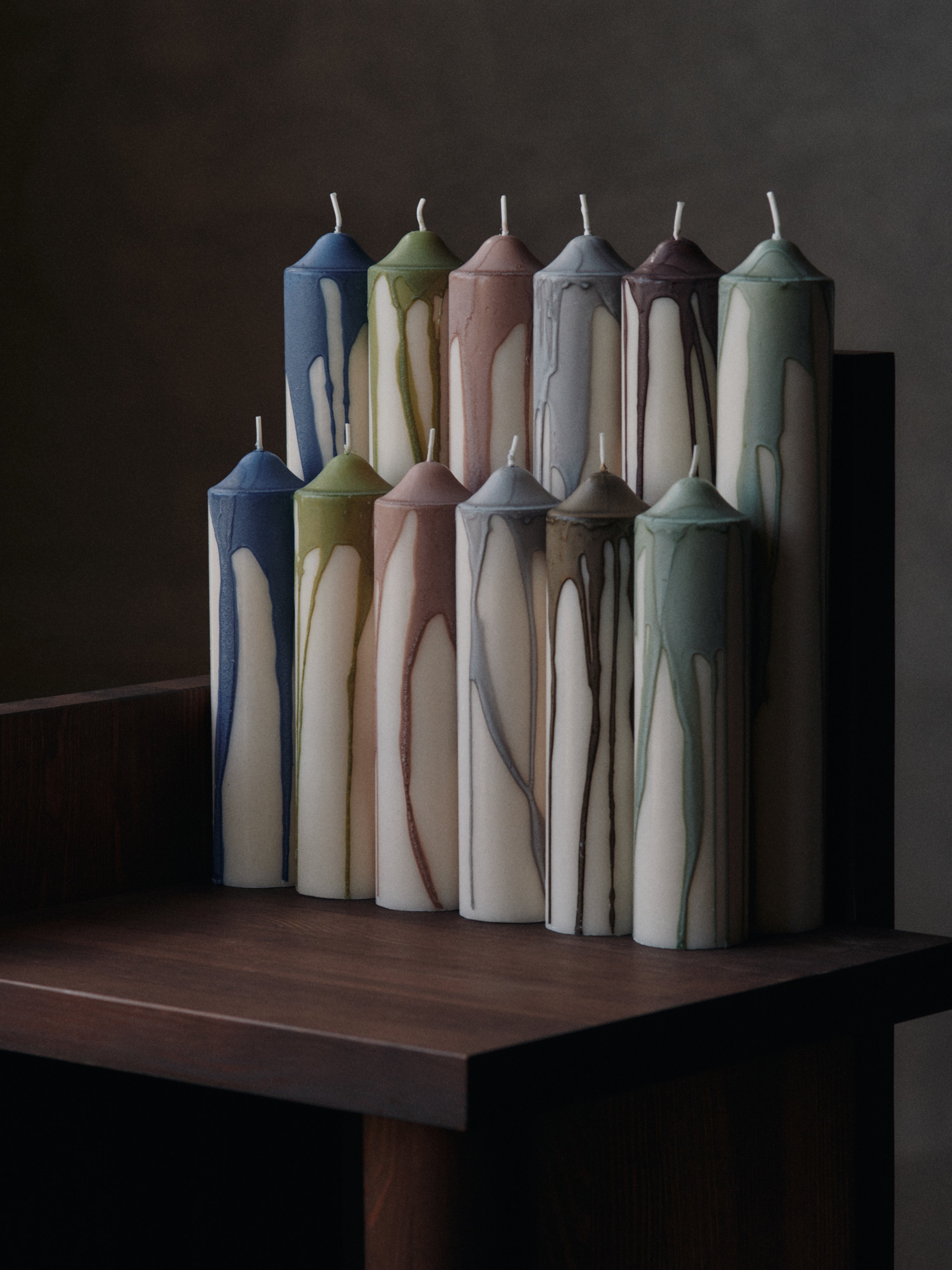 Kerze DRYP beige mit Rosa