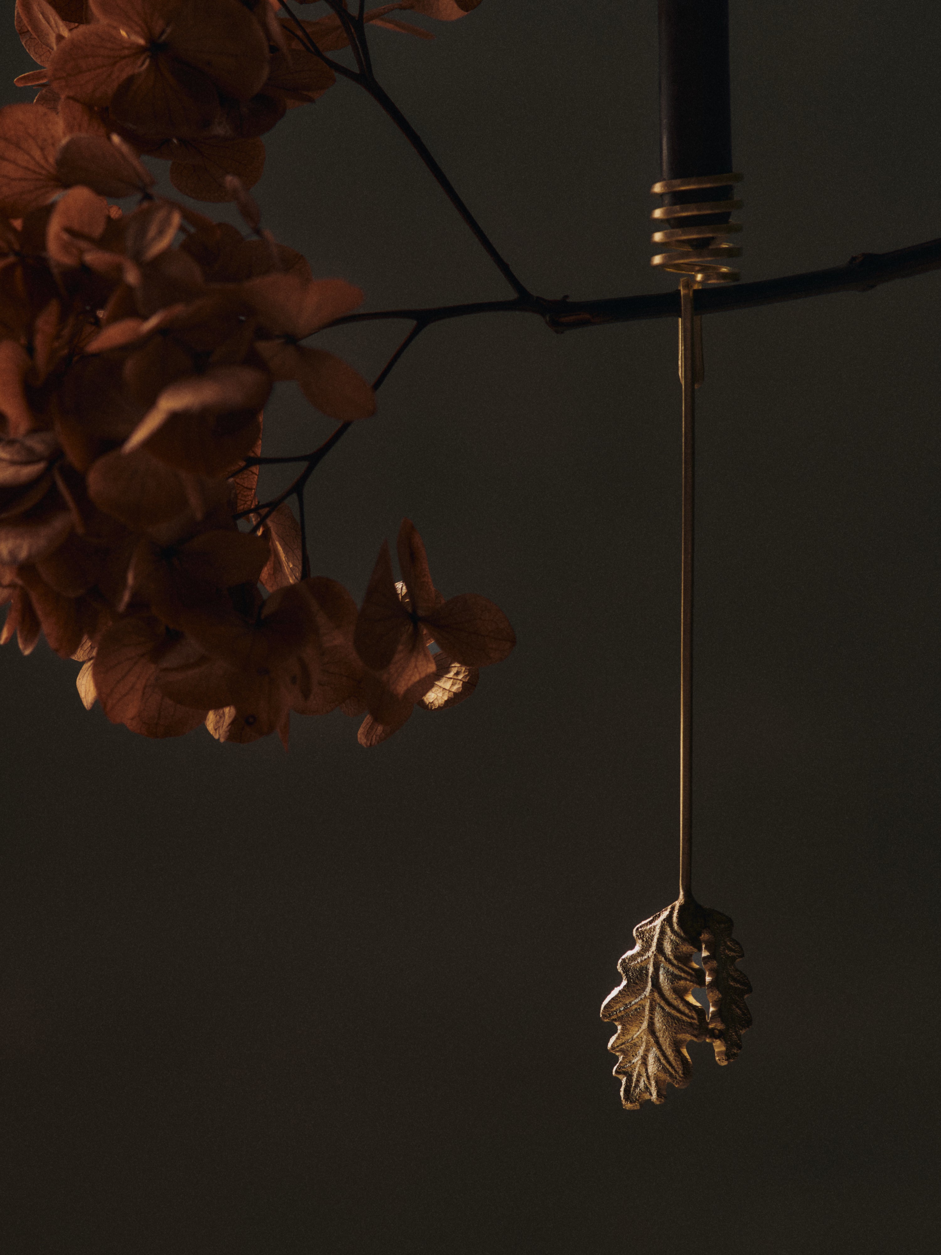Zestaw świeczników choinkowych OAK LEAF mosiężny