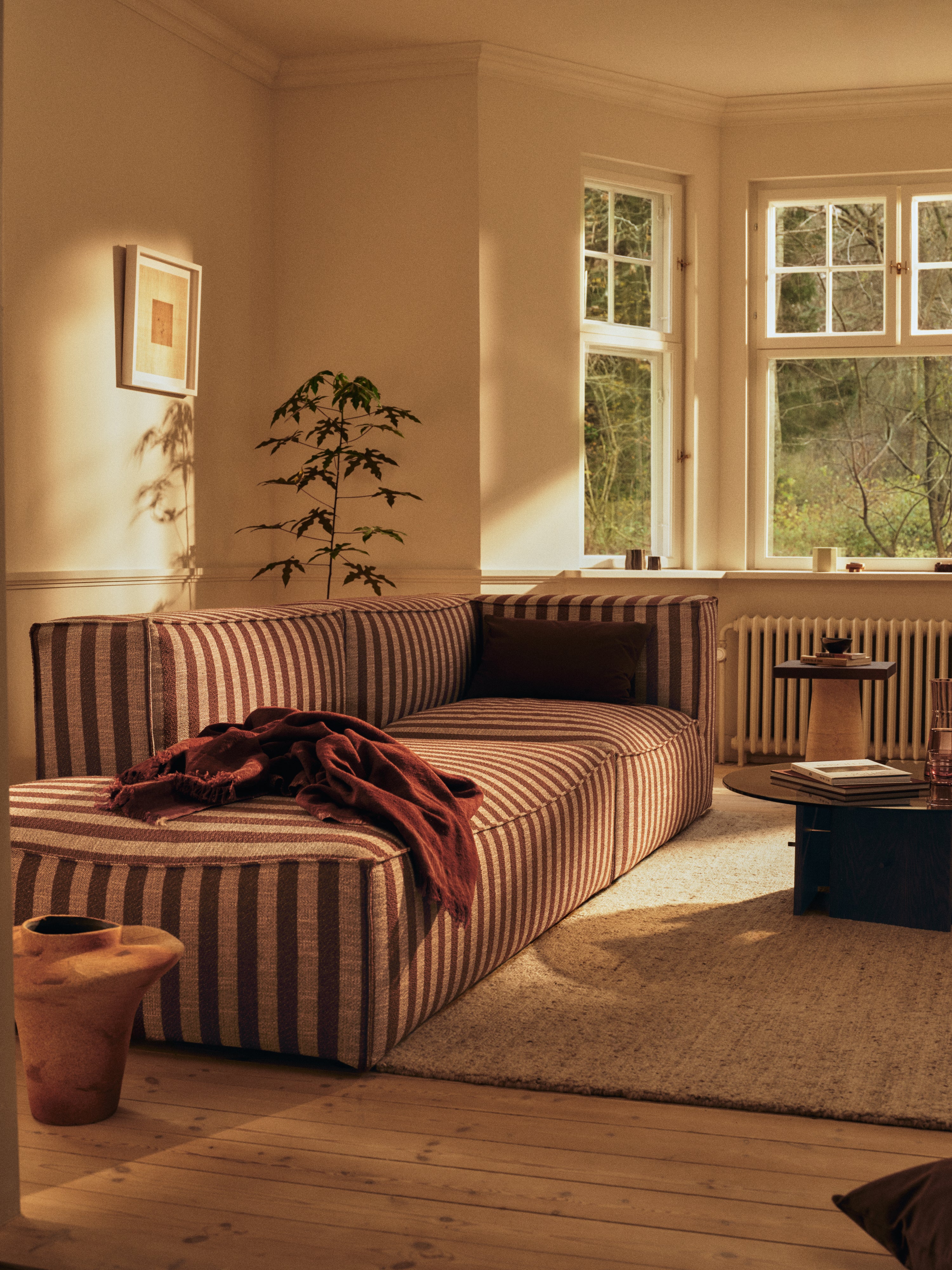 Modulares Sofa CATENA Louisiana - offenes Endelement links in Schokolade mit Stift