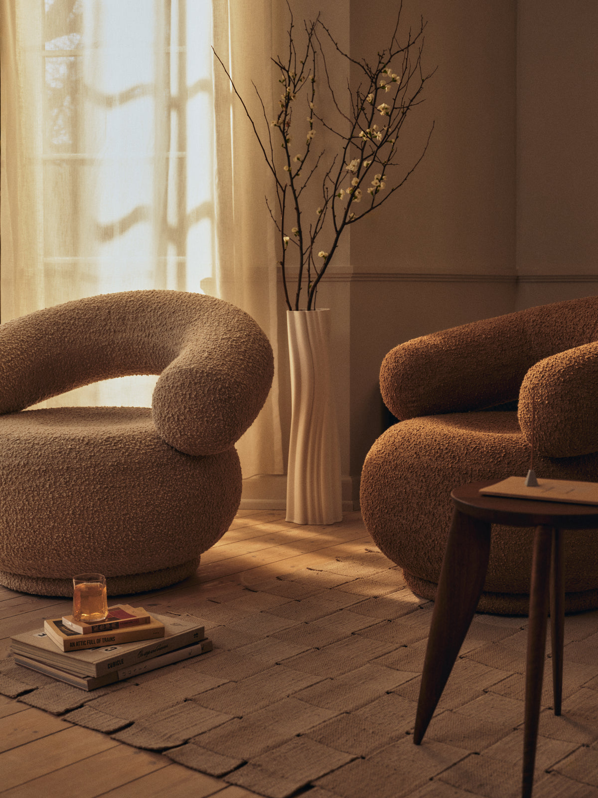 Drehstuhl ORBO kaffeebraun Boucle