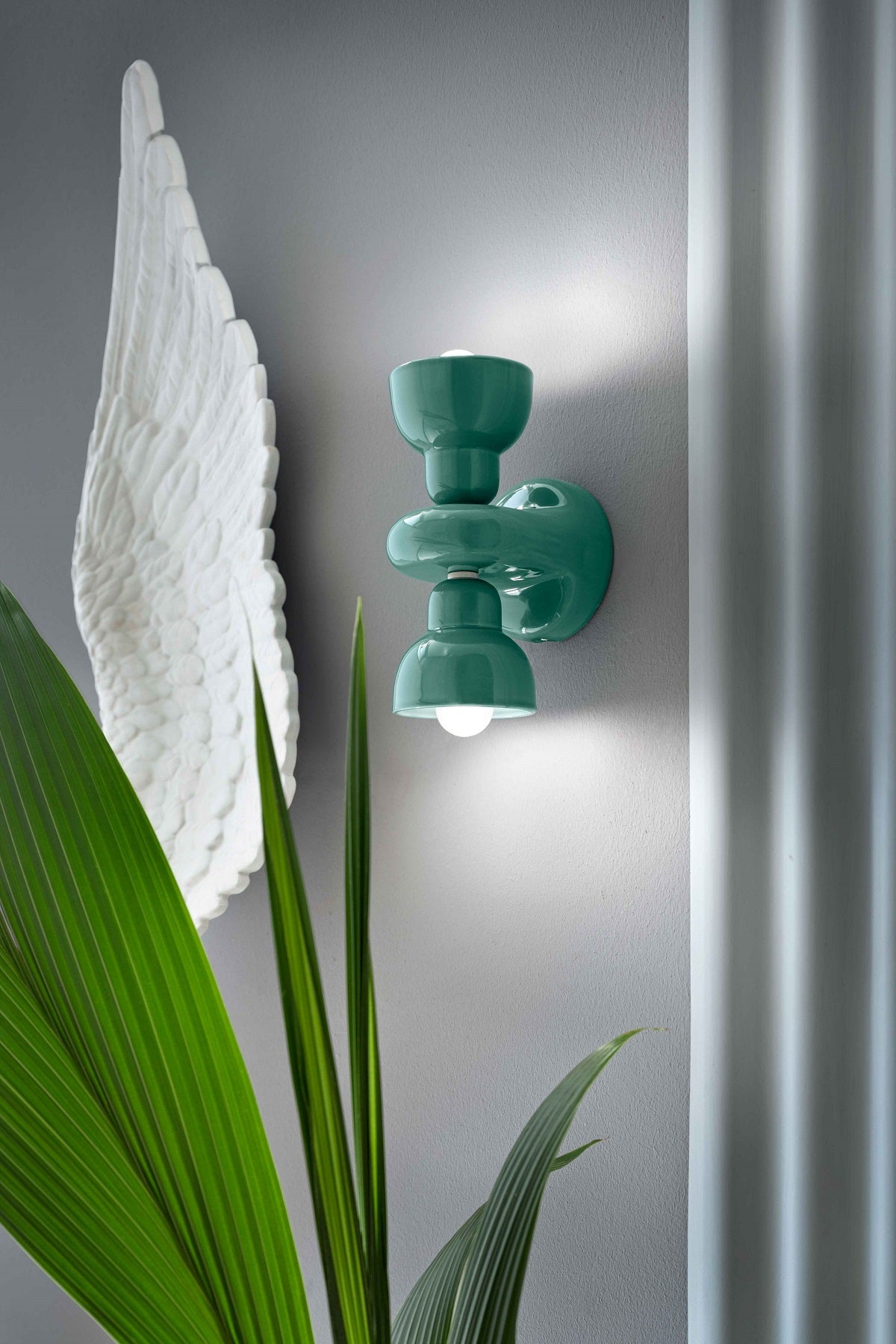 2-point ceramic wall lamp Berimbau turquoise