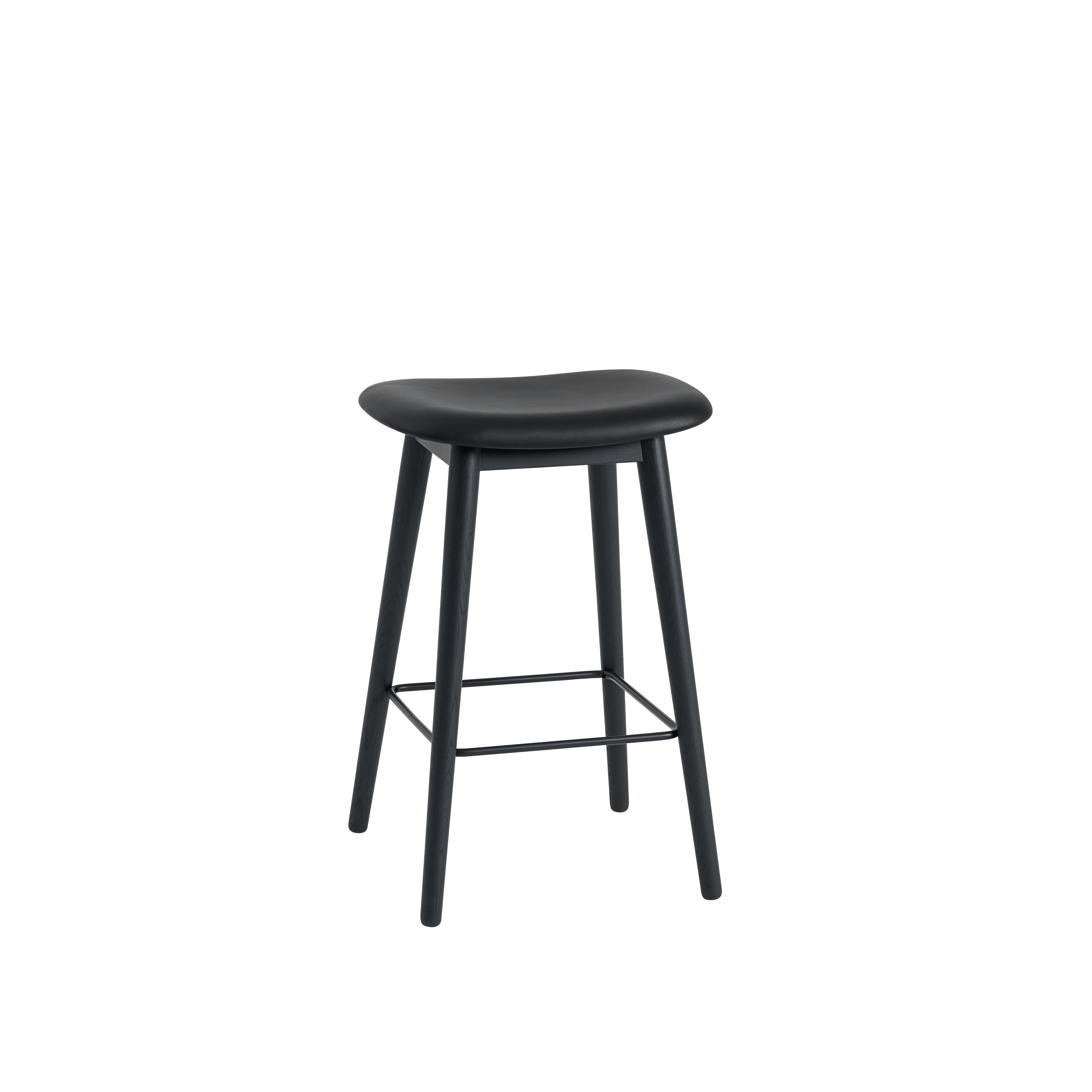 Customized FIBER Stool with Upholstered Seat and Wooden Base