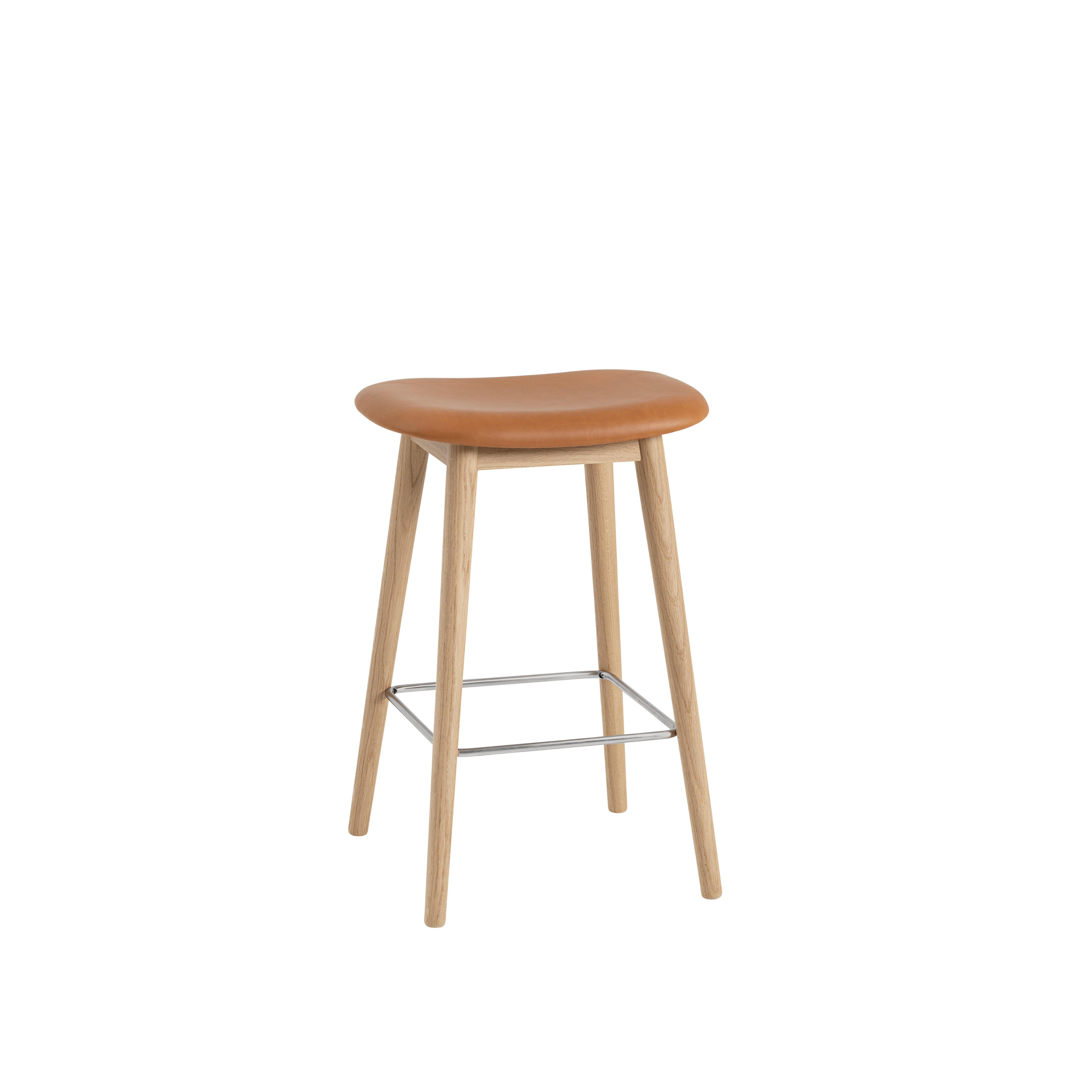 Customized FIBER Stool with Upholstered Seat and Wooden Base