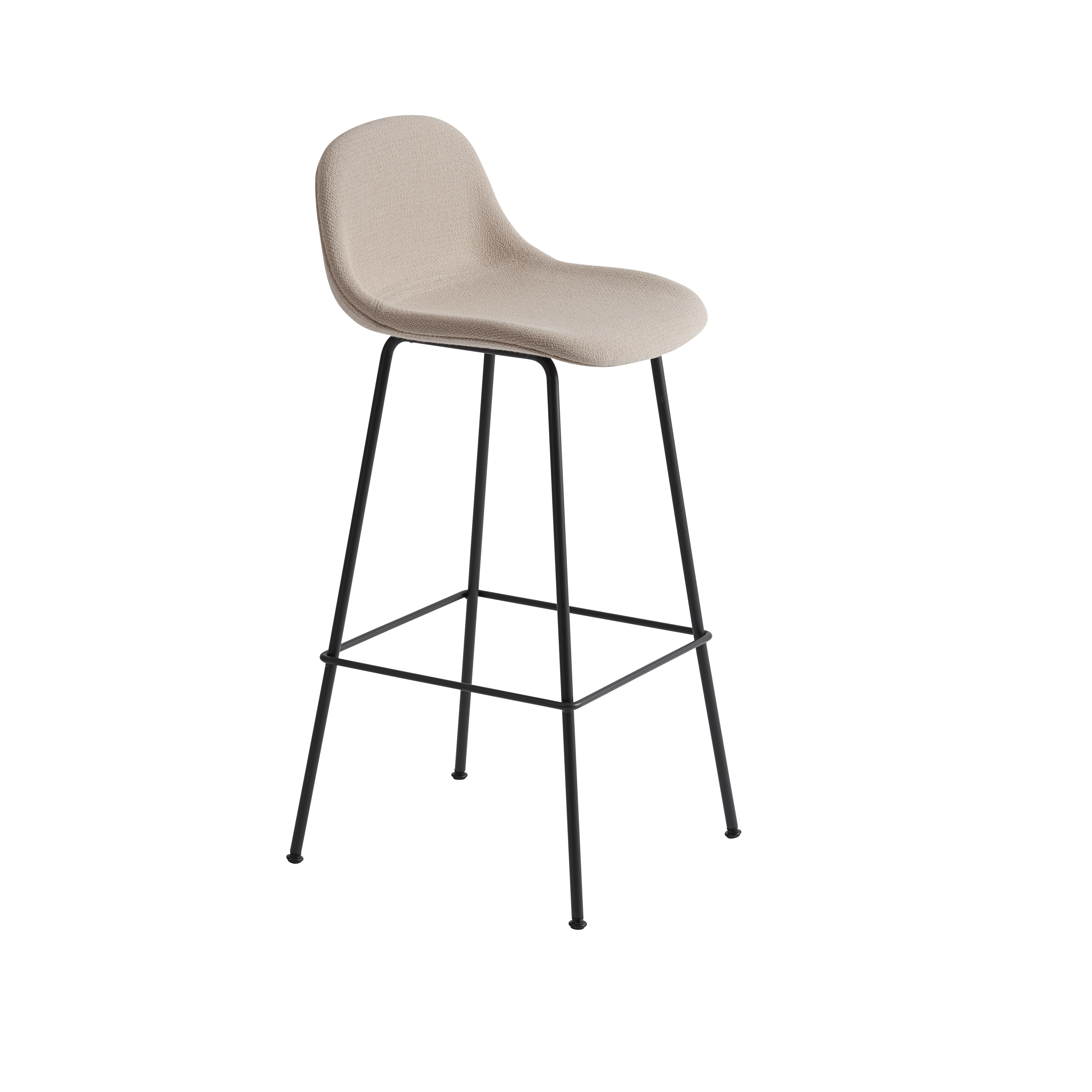 Personalized FIBER Bar Stool with Upholstered Seat and Steel Base