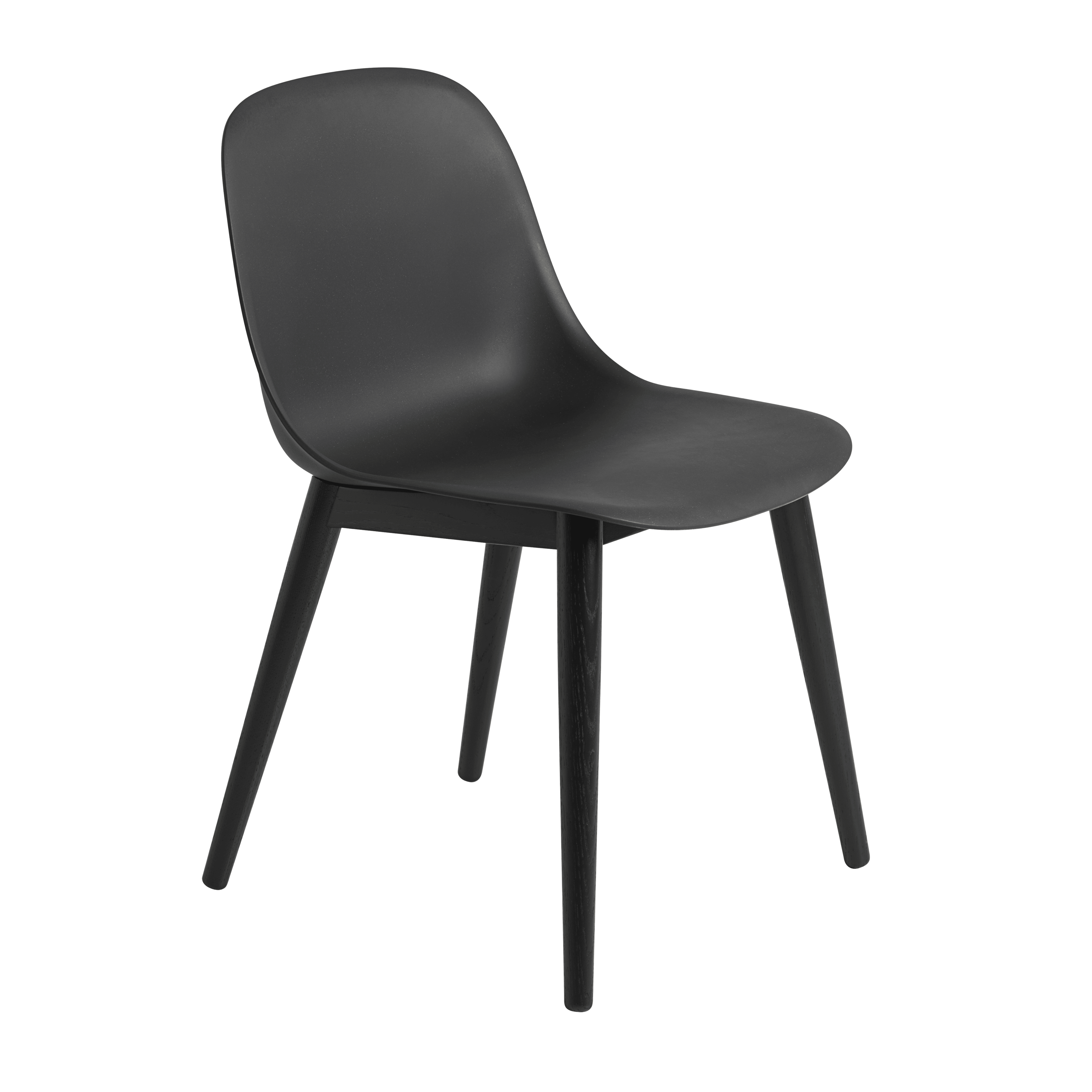 Stuhl FIBER schwarz mit Holzgestell