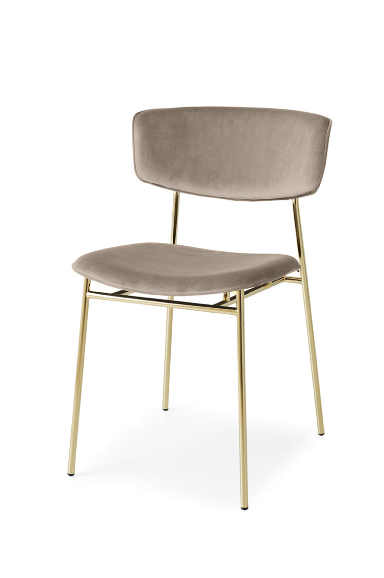 Polsterstuhl FIFTIES mit goldenem Gestell