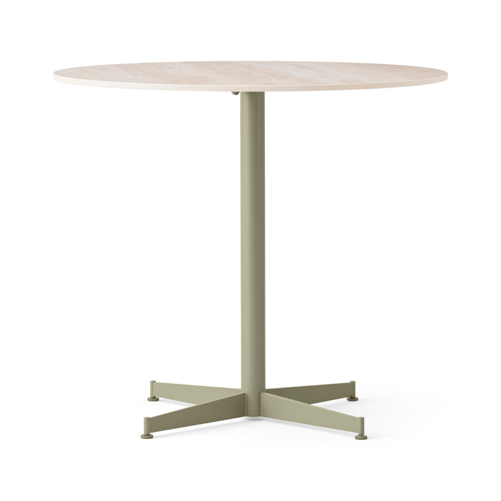 Round table NOOK sand ceramic with olive base [Julia]