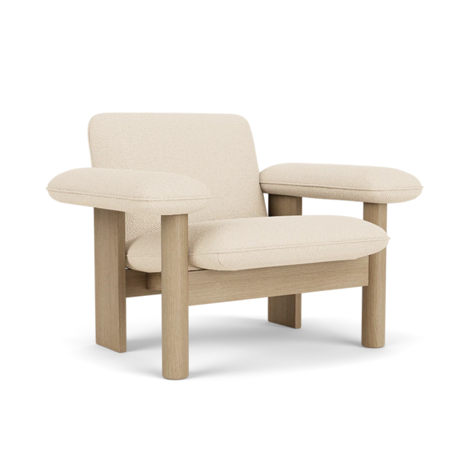 Sessel BRASILIA creme mit Eichenbasis
