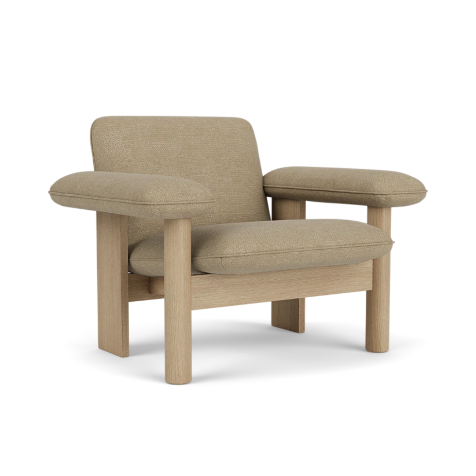 Sessel BRASILIA beige mit Eichenbasis