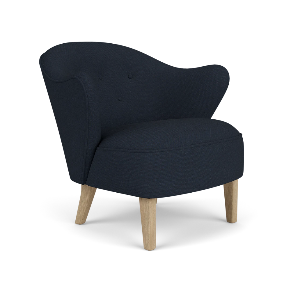 Sessel INGEBORG granatblau mit Eichenbasis