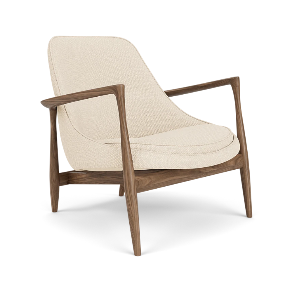 Sessel ELIZABETH creme mit Nussbaumfuß