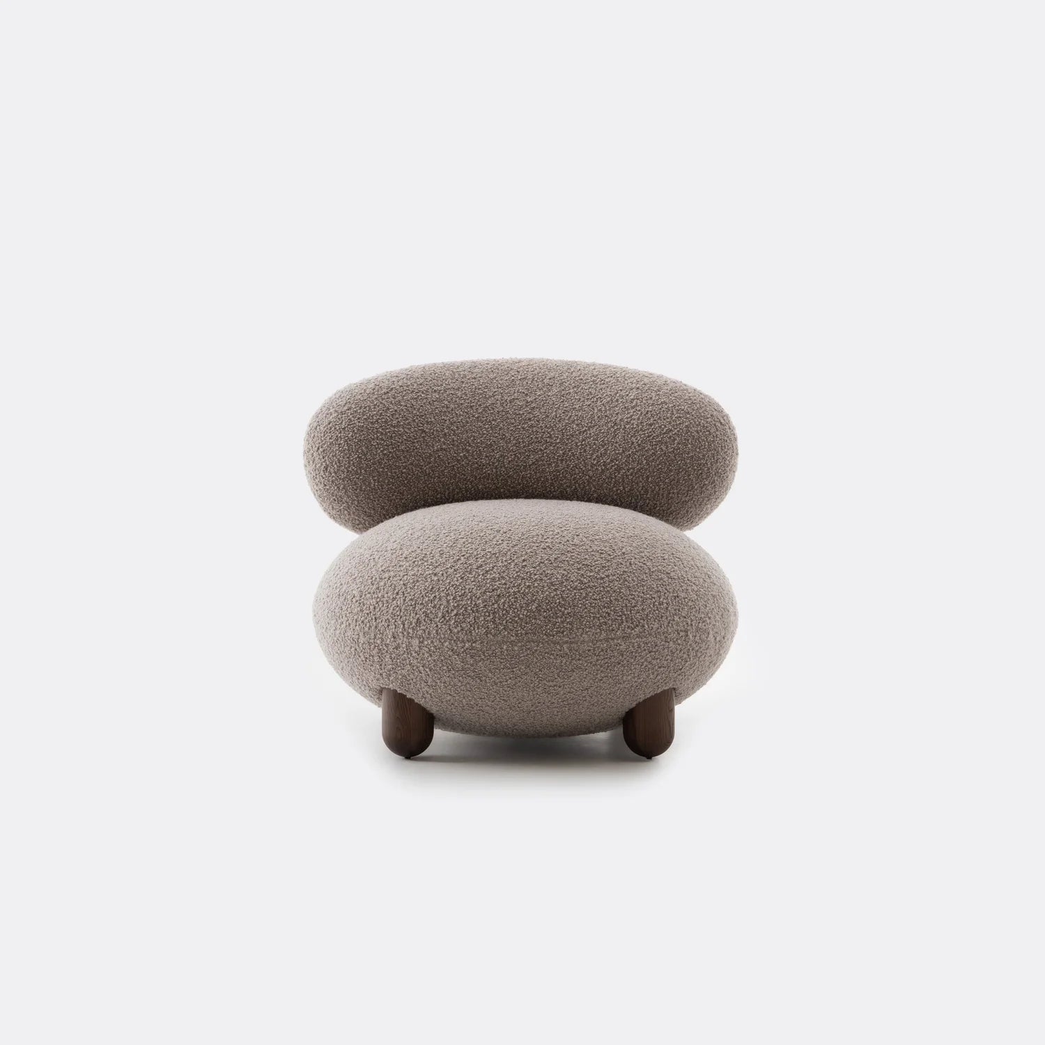 Upholstered FLOCK Armchair with Wooden Base