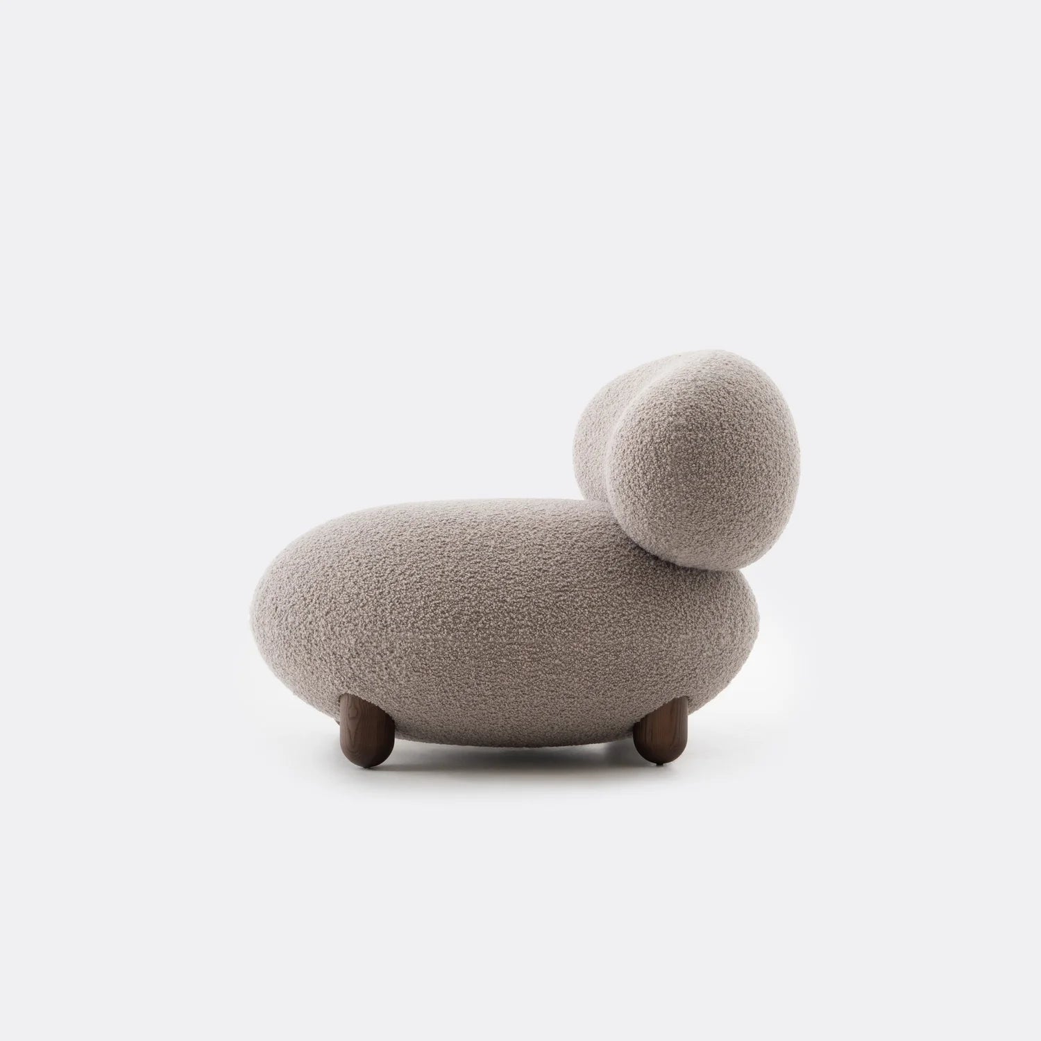 Upholstered FLOCK Armchair with Wooden Base