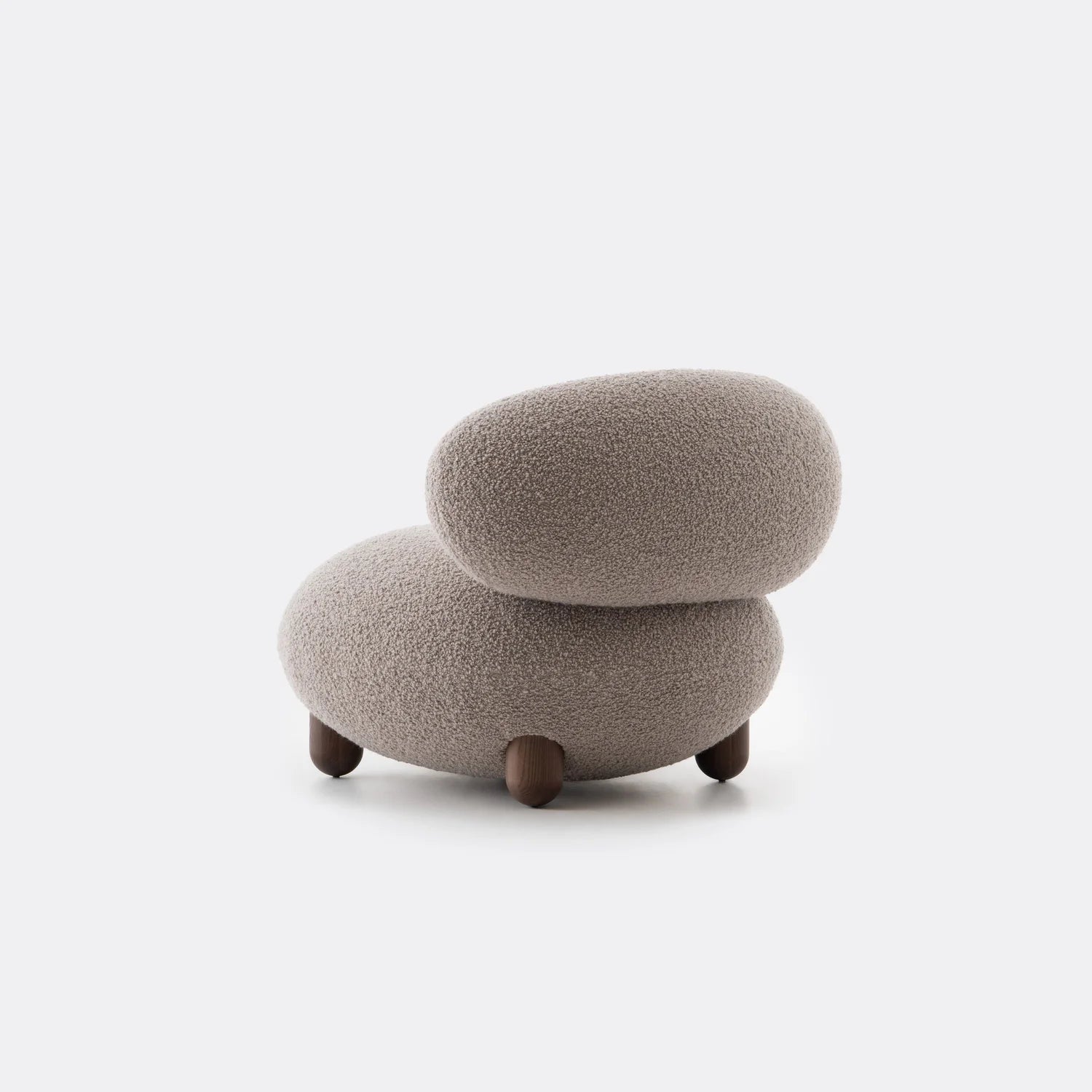 Upholstered FLOCK Armchair with Wooden Base