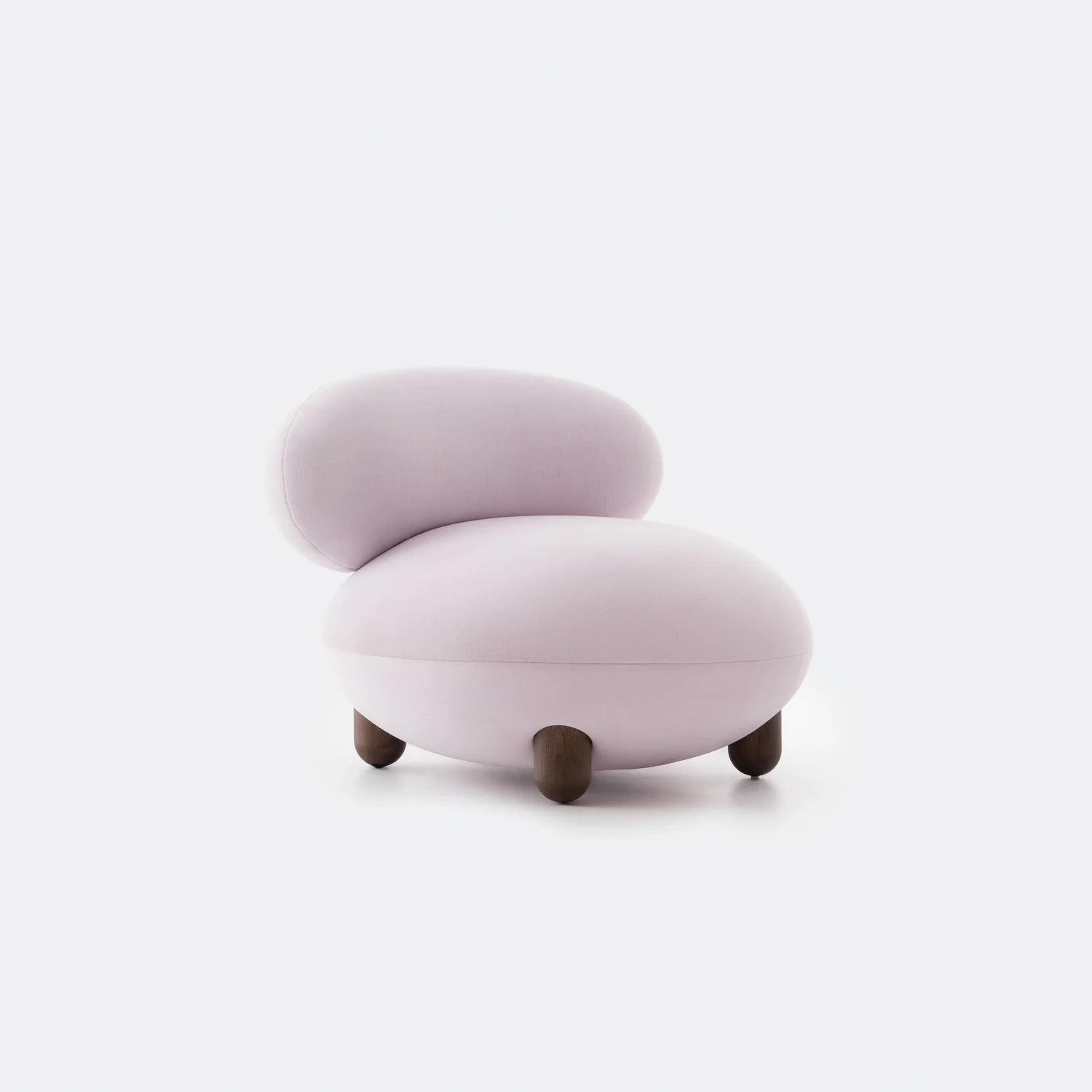 Upholstered FLOCK Armchair with Wooden Base