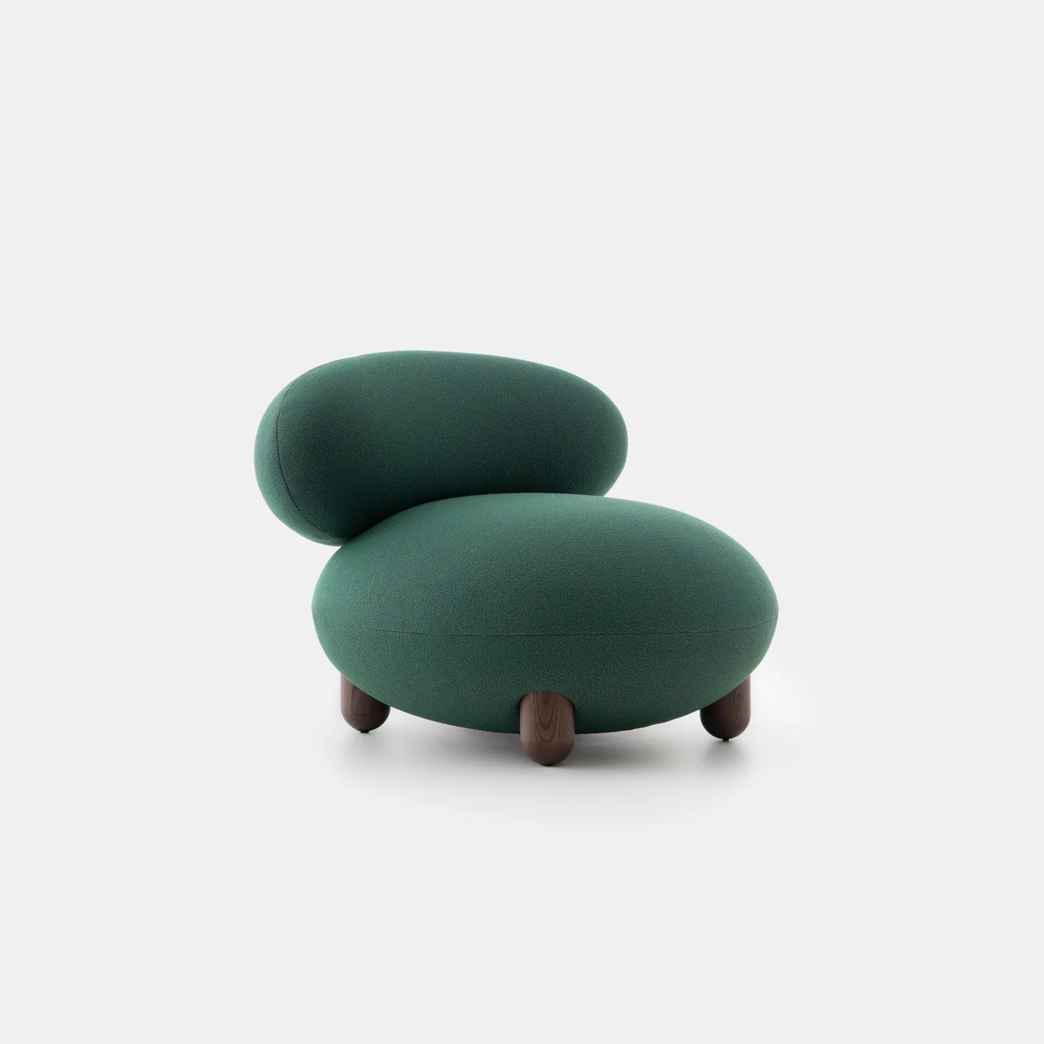 Upholstered FLOCK Armchair with Wooden Base