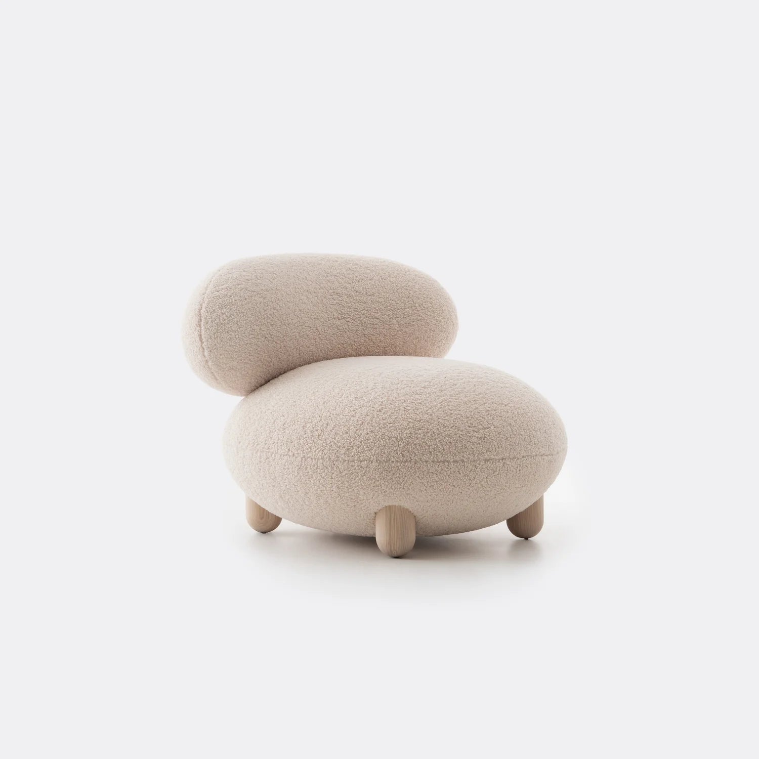 Upholstered FLOCK Armchair with Wooden Base