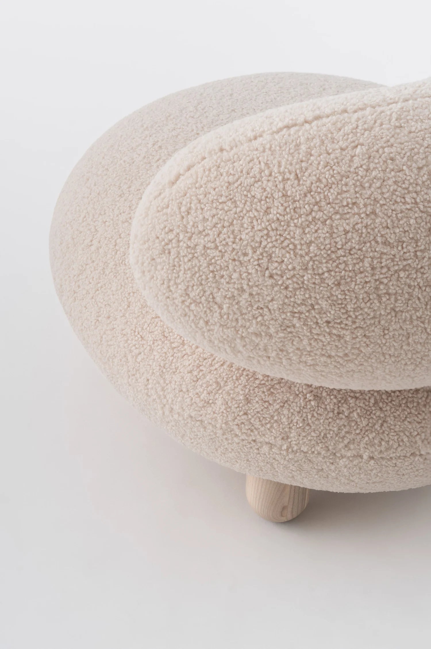 Upholstered FLOCK Armchair with Wooden Base