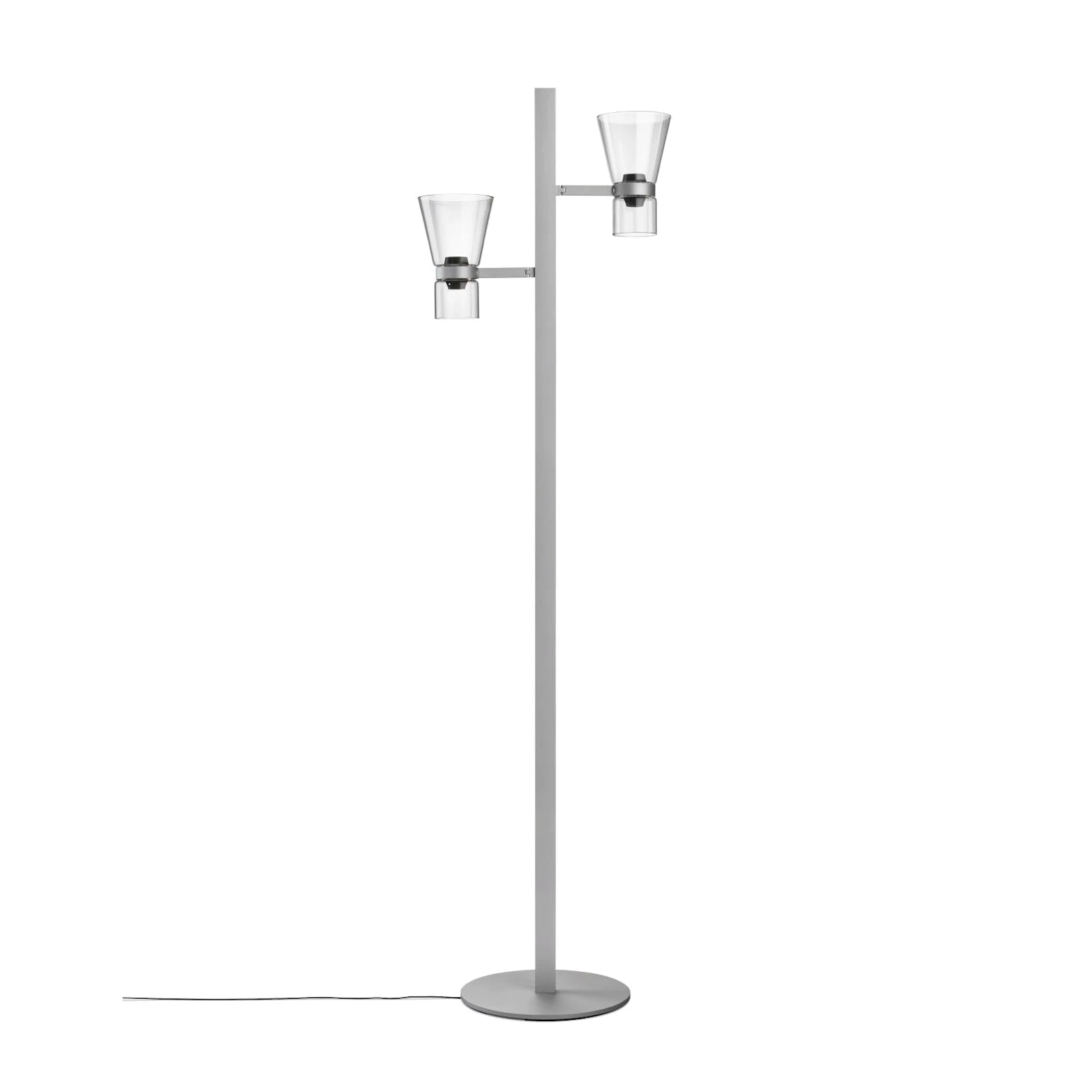 Stehlampe mit zwei Lichtpunkten NOCTURNE F2 CONE in Silber