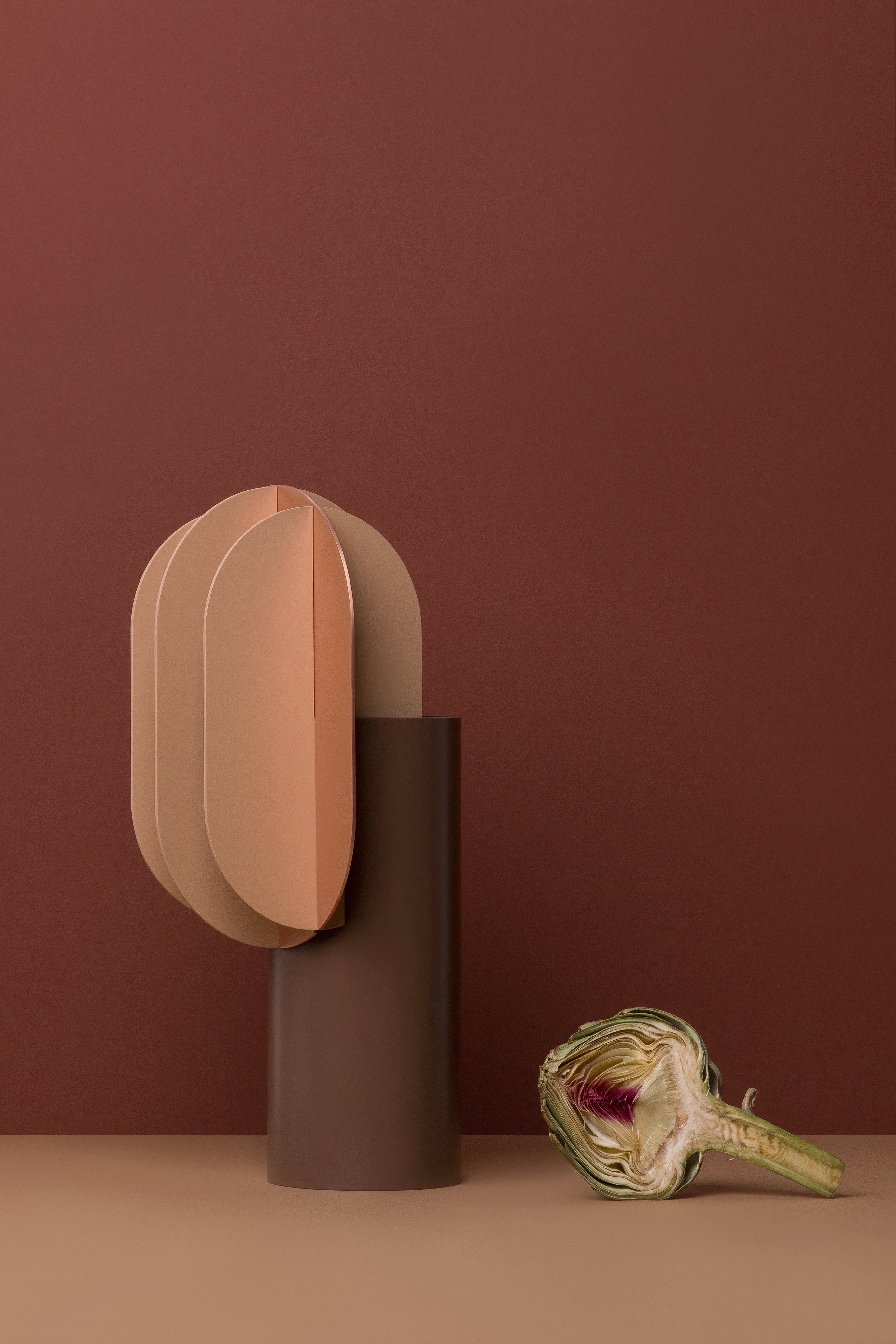 GABO vase in brown with beige and copper
