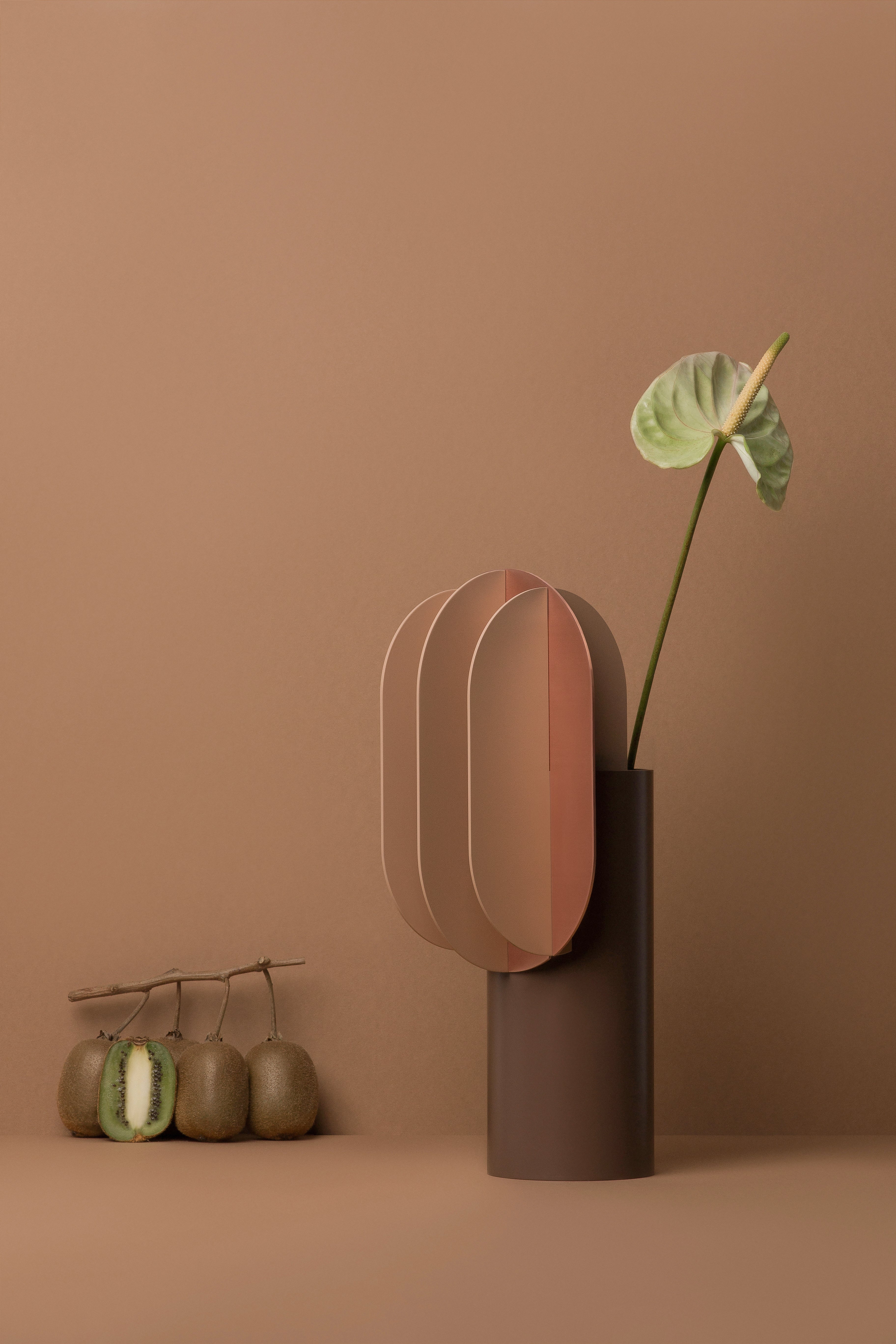 GABO vase in brown with beige and copper