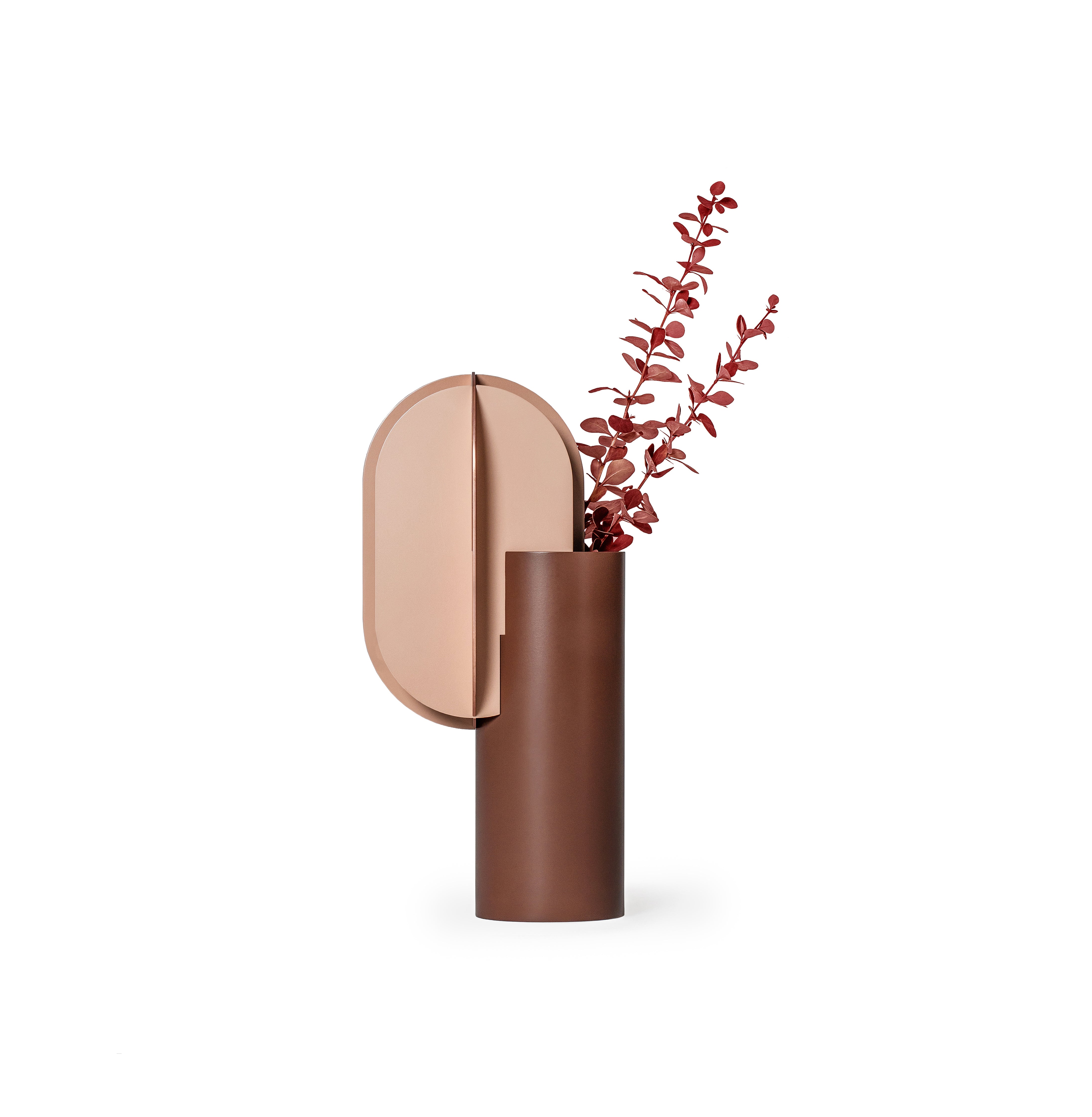 GABO vase in brown with beige and copper