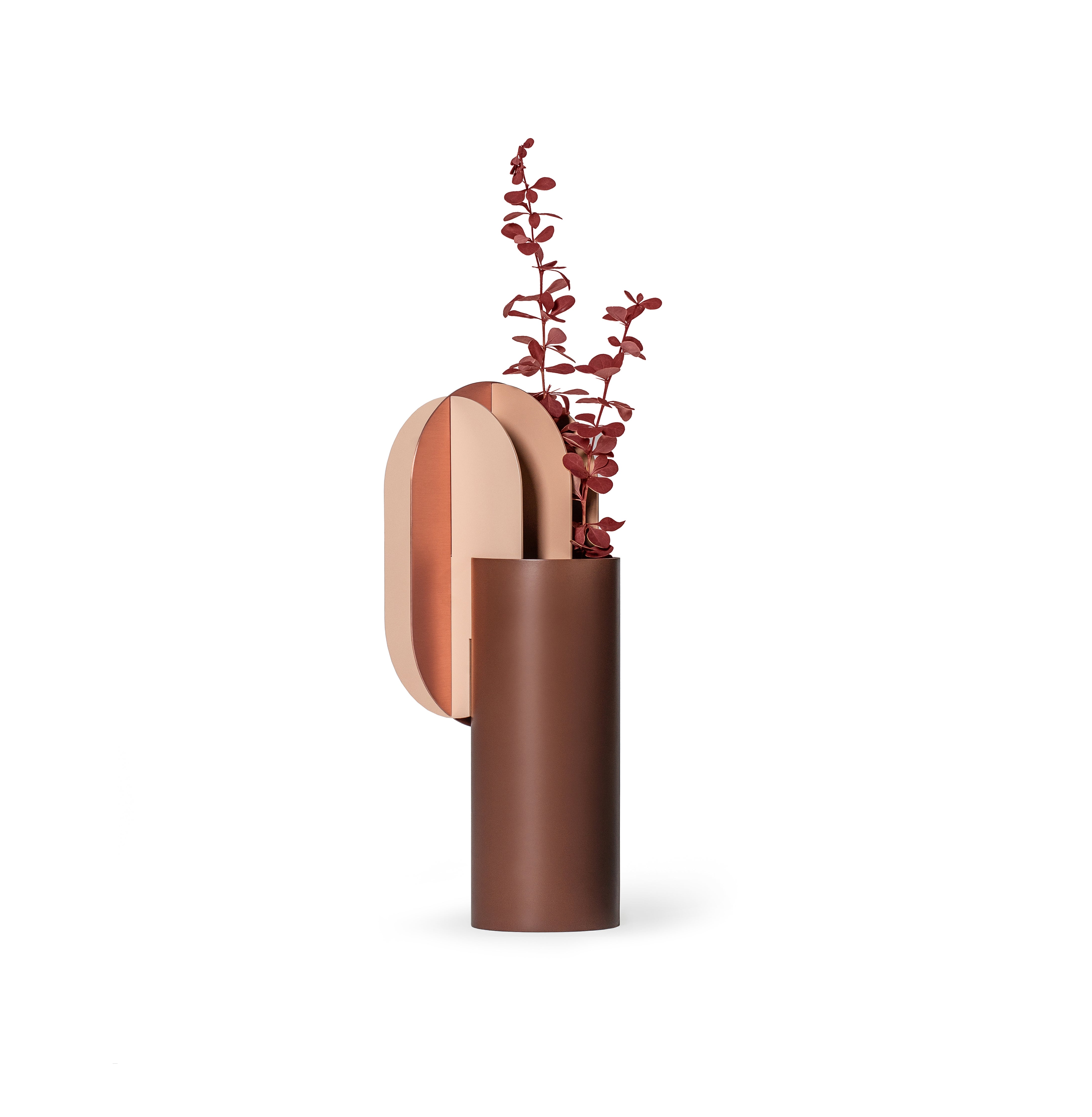 GABO vase in brown with beige and copper