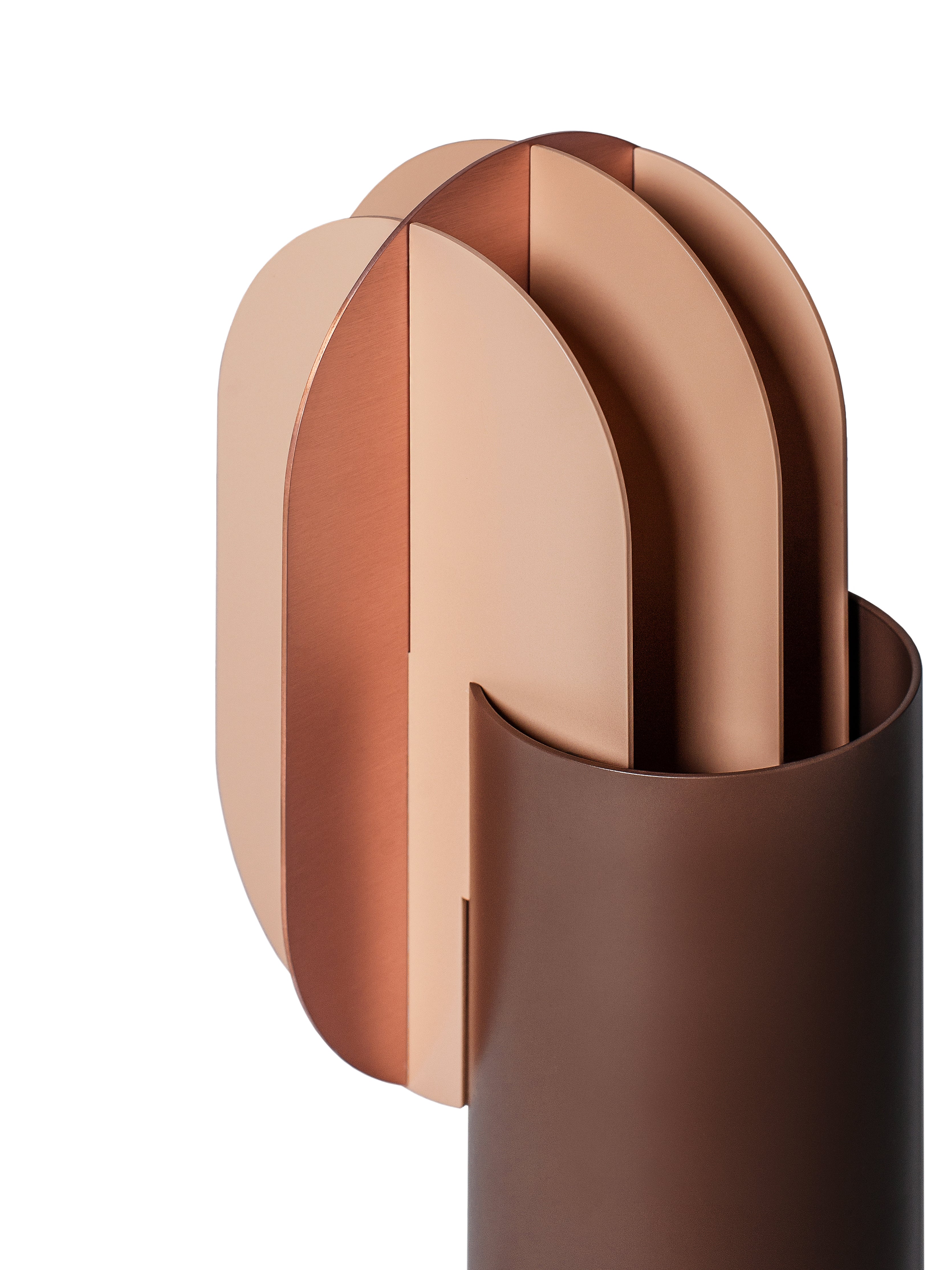 GABO vase in brown with beige and copper