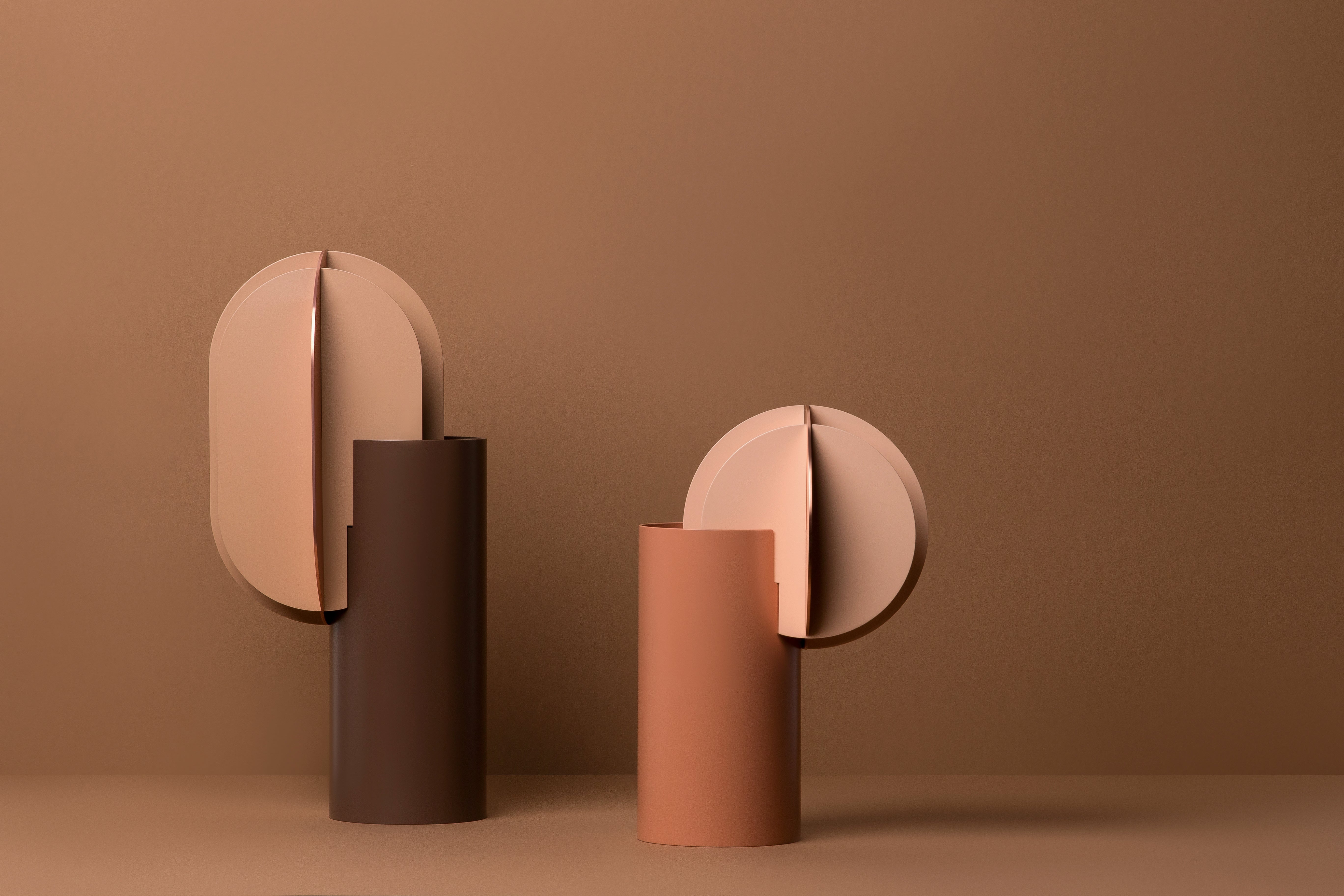 GABO vase in brown with beige and copper