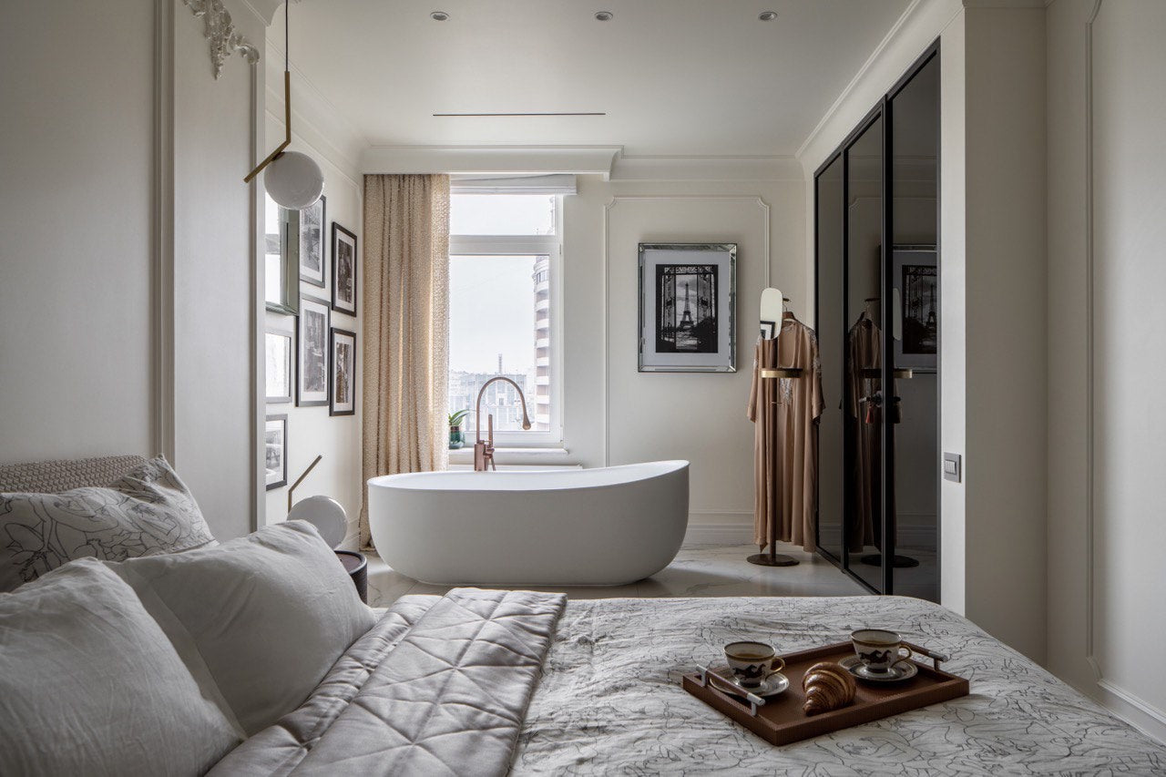 Coat rack with mirror GALAN W walnut wood with brown marble and brass finish