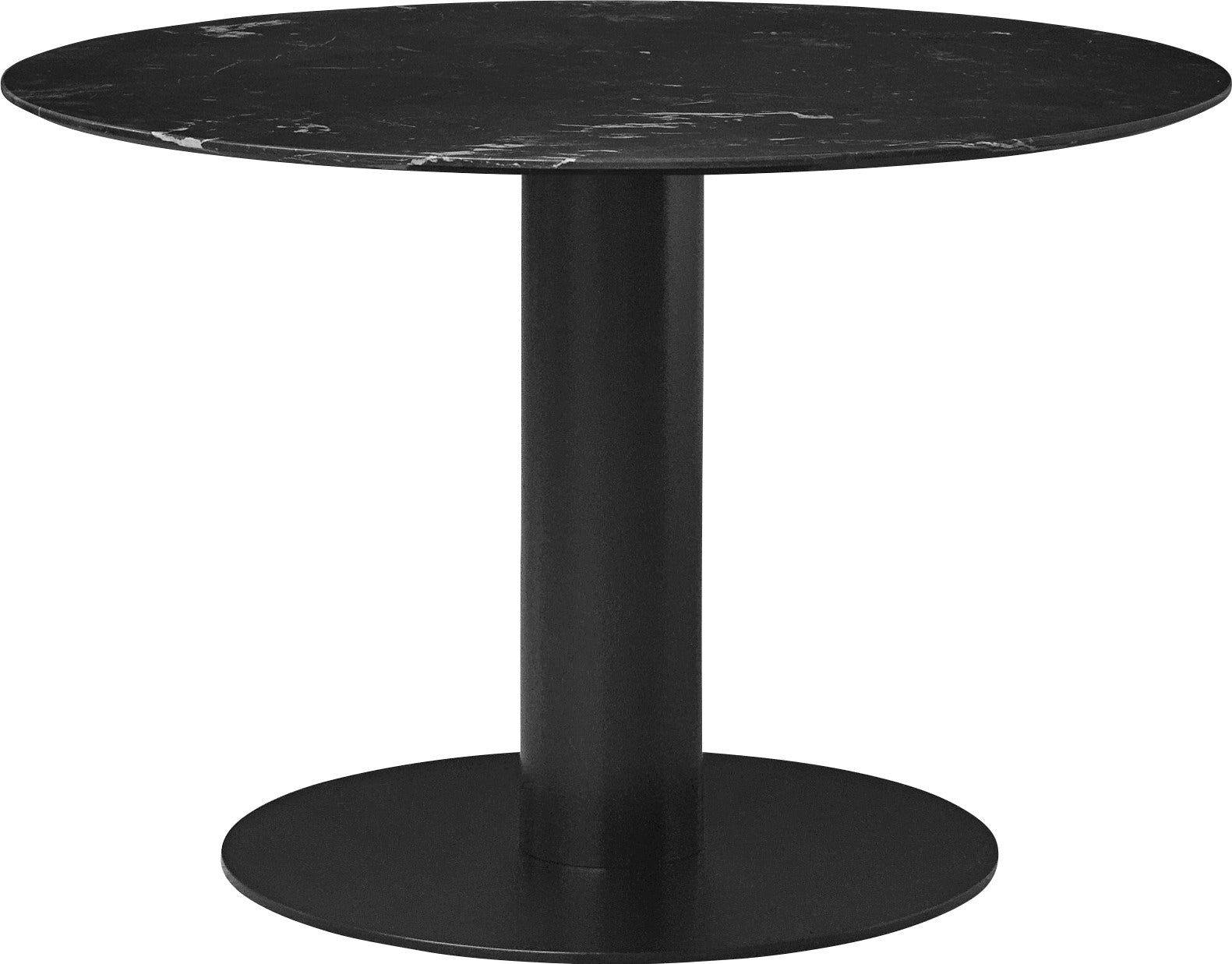 Runder Tisch 2.0 schwarzer Marmor mit schwarzem Gestell
