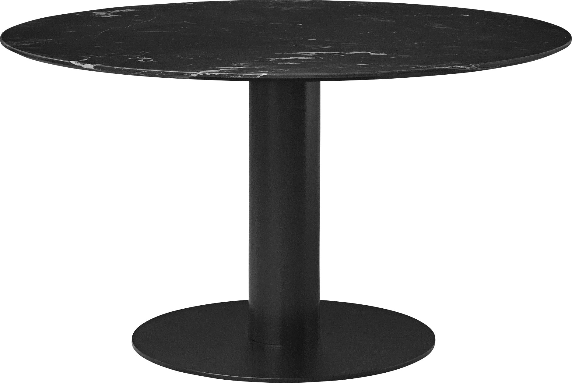 Runder Tisch 2.0 schwarzer Marmor mit schwarzem Gestell