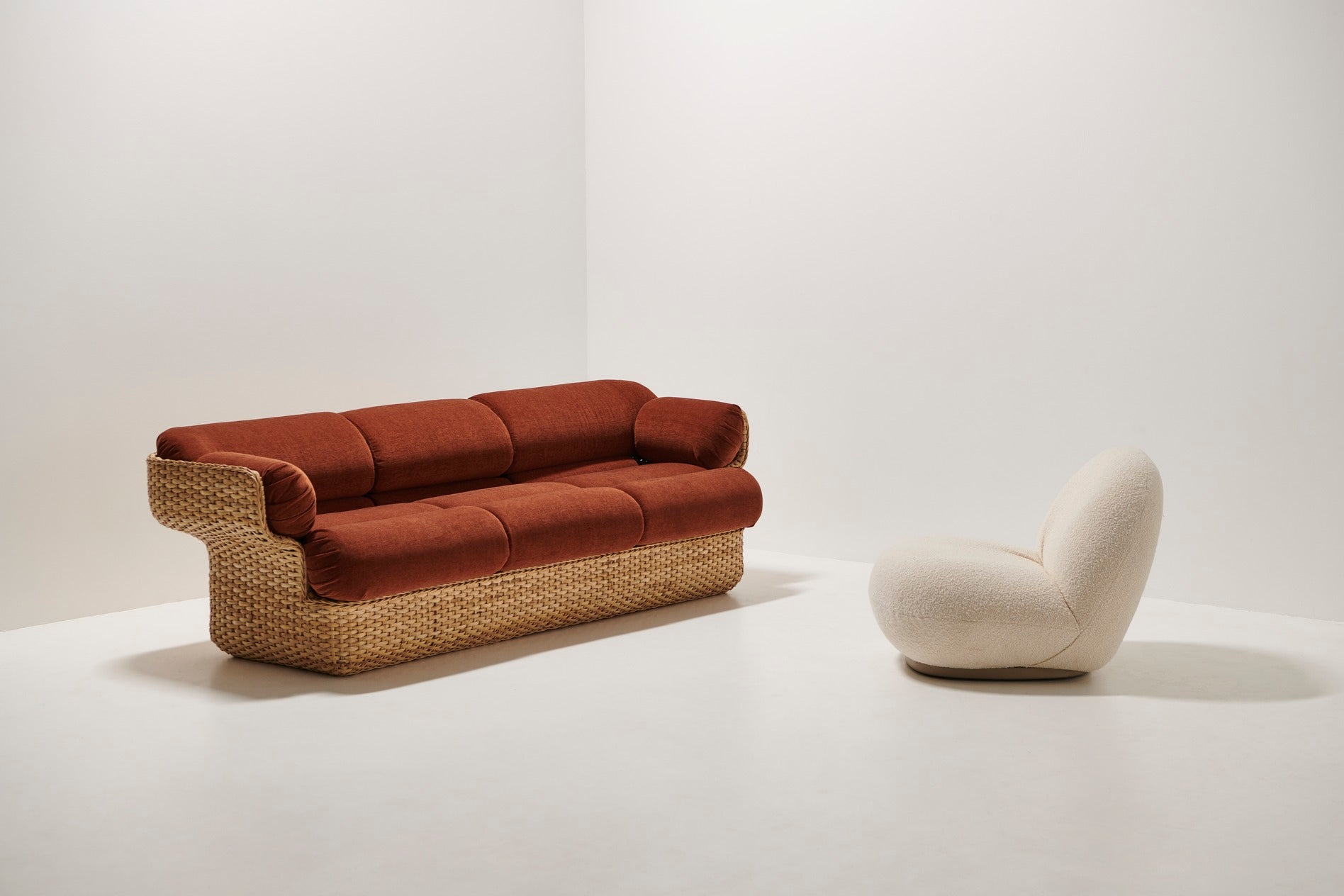 BASKET 2-Sitzer-Sofa grün mit Rattan