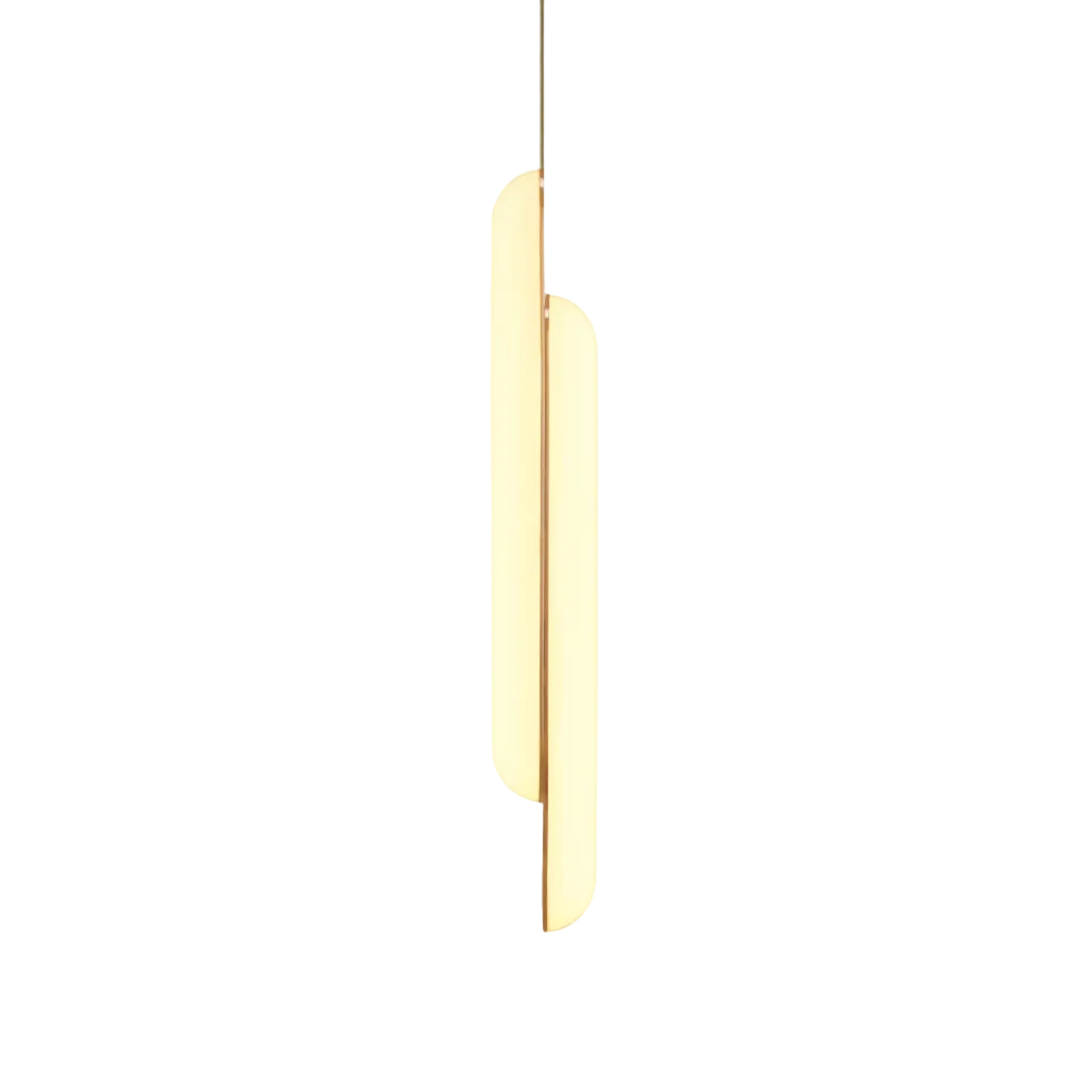 Hängelampe GEMINI mit opalisiertem Schirm und Messingdetails
