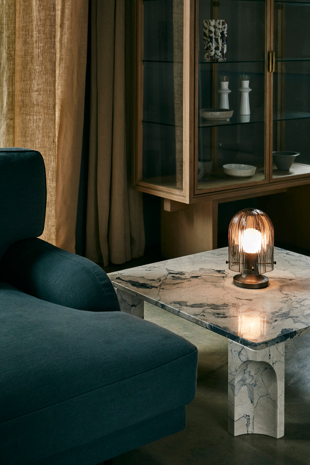 Tischlampe SEINE rauchiges Glas