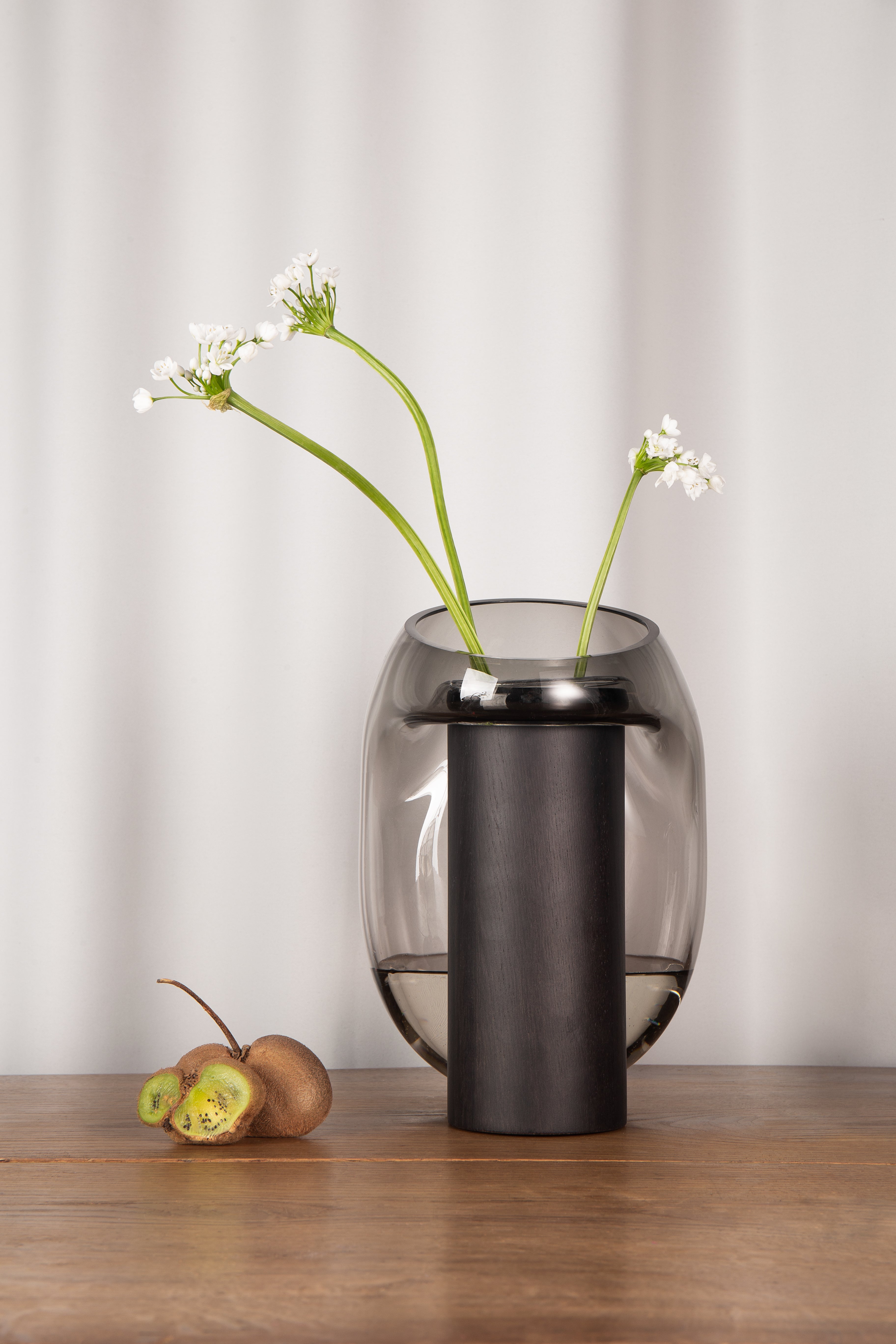 Vase GUTTA BOON grau mit Schwarz