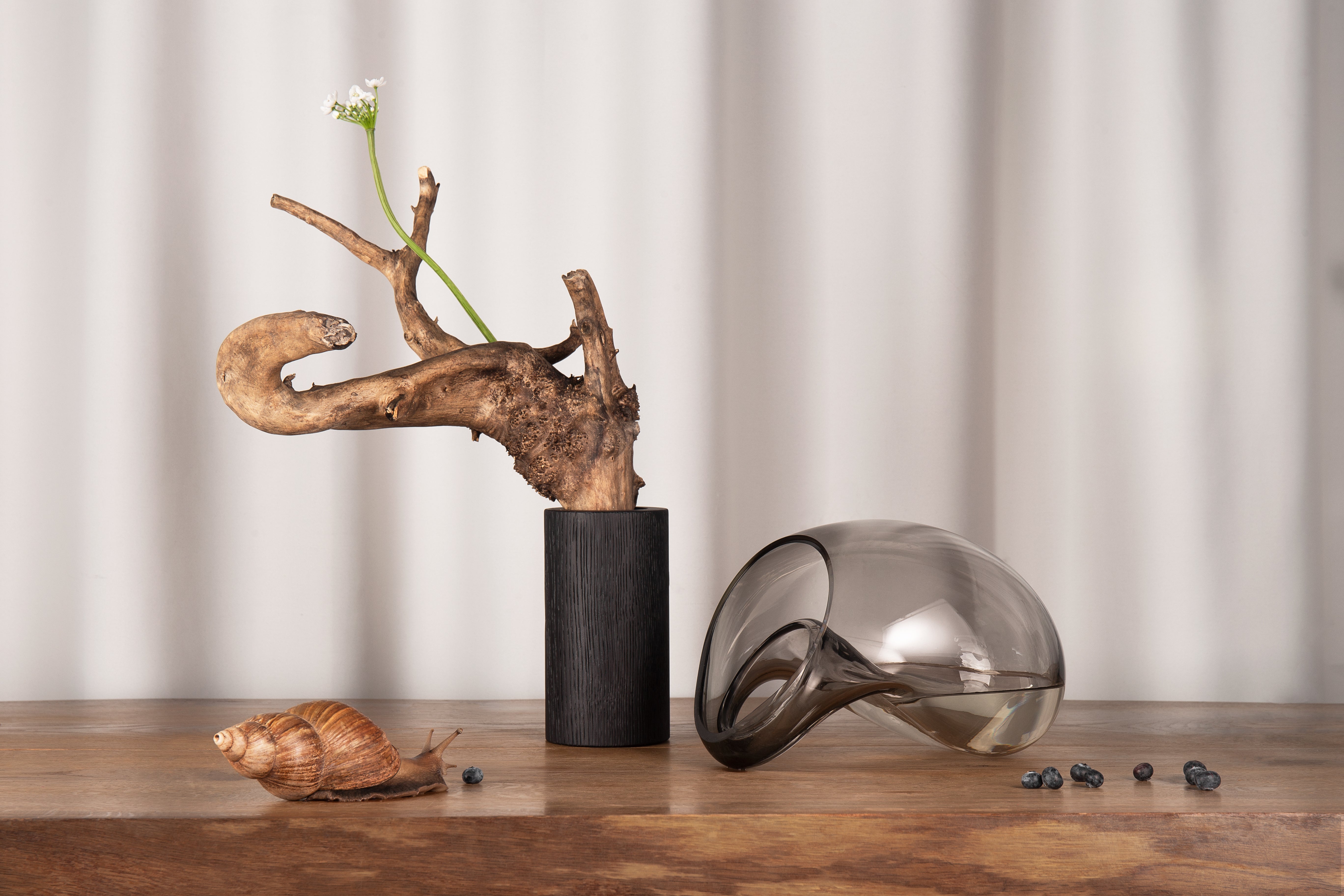 Vase GUTTA BOON grau mit Schwarz