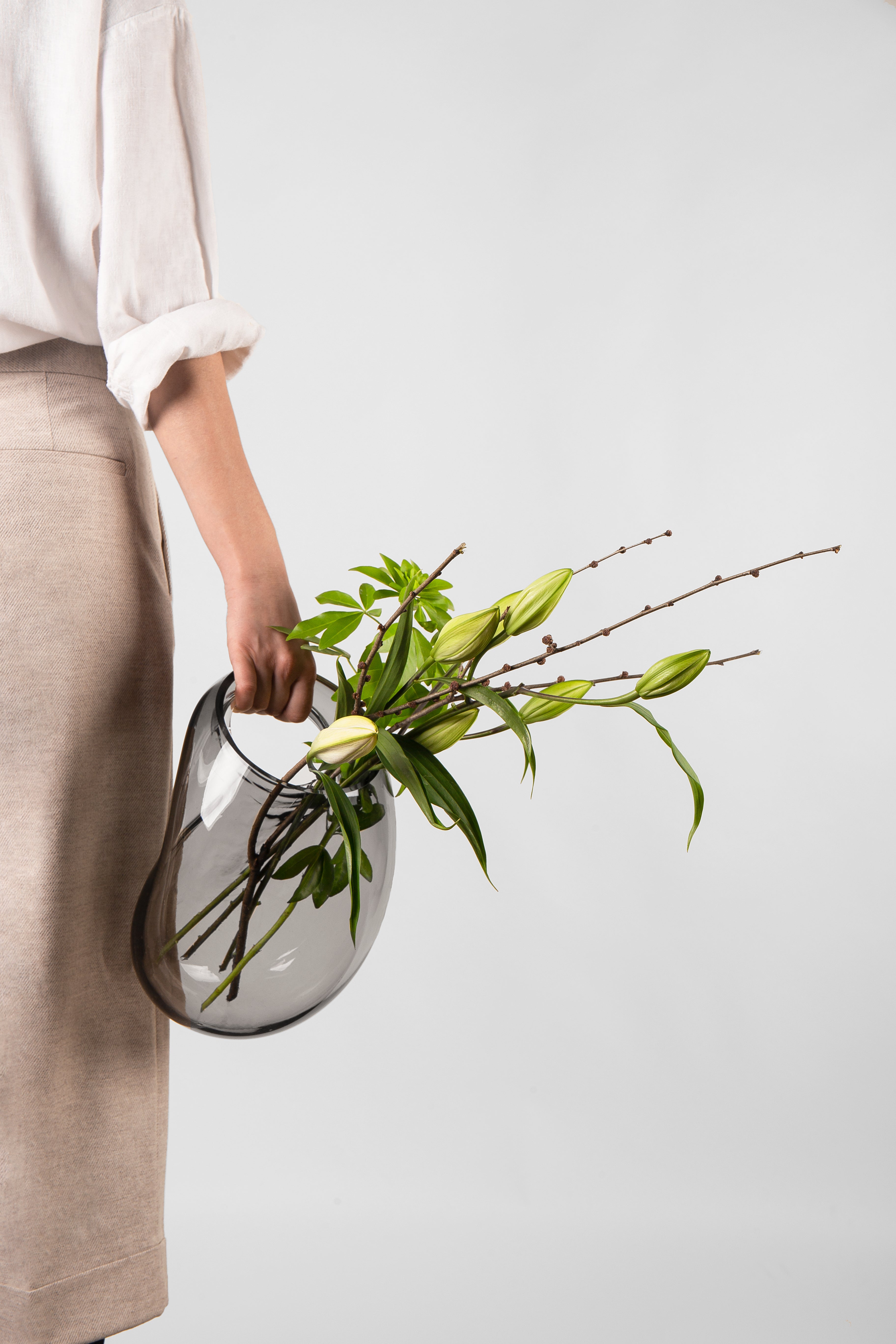 Vase GUTTA BOON grau mit Schwarz