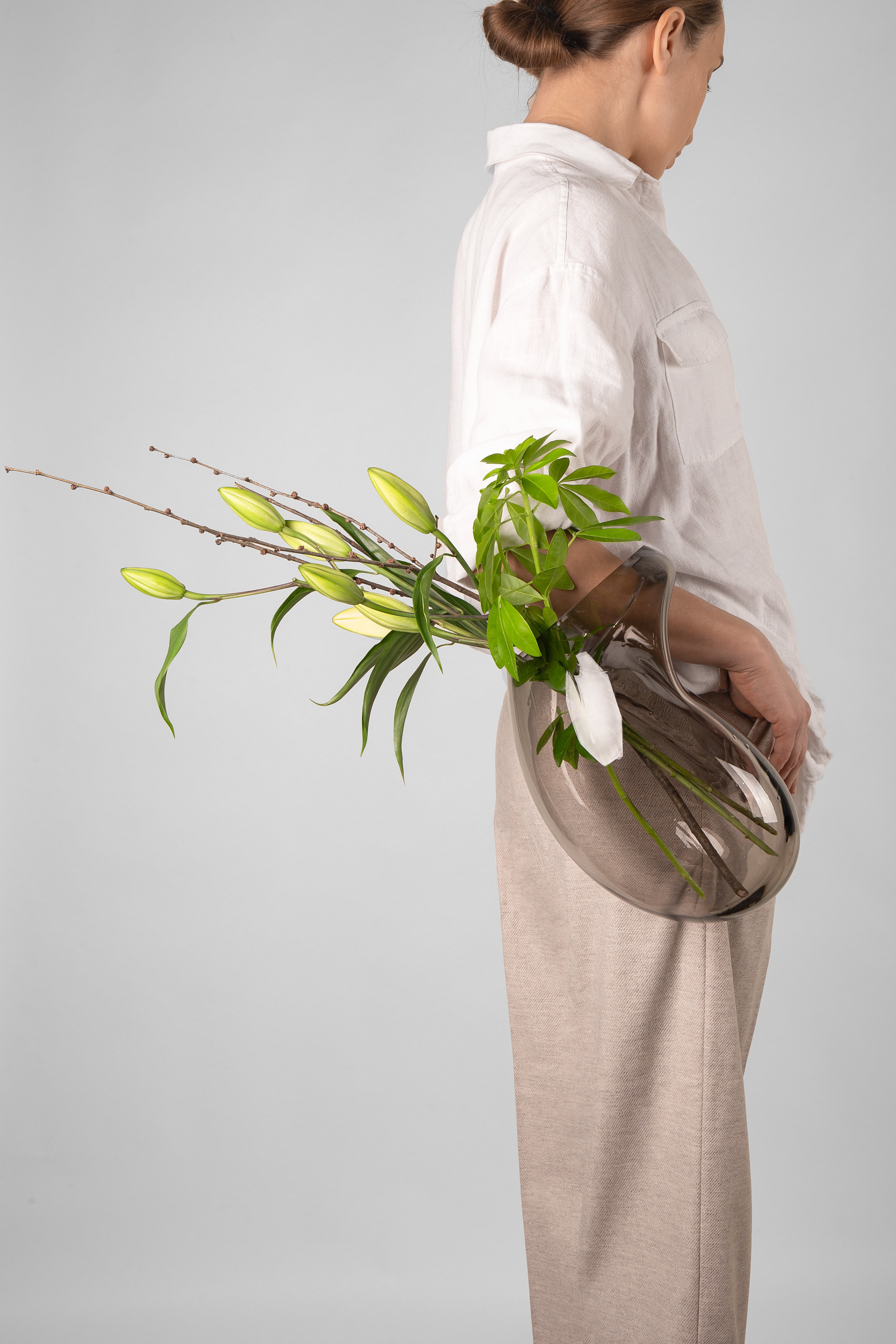 Vase GUTTA BOON grau mit Schwarz