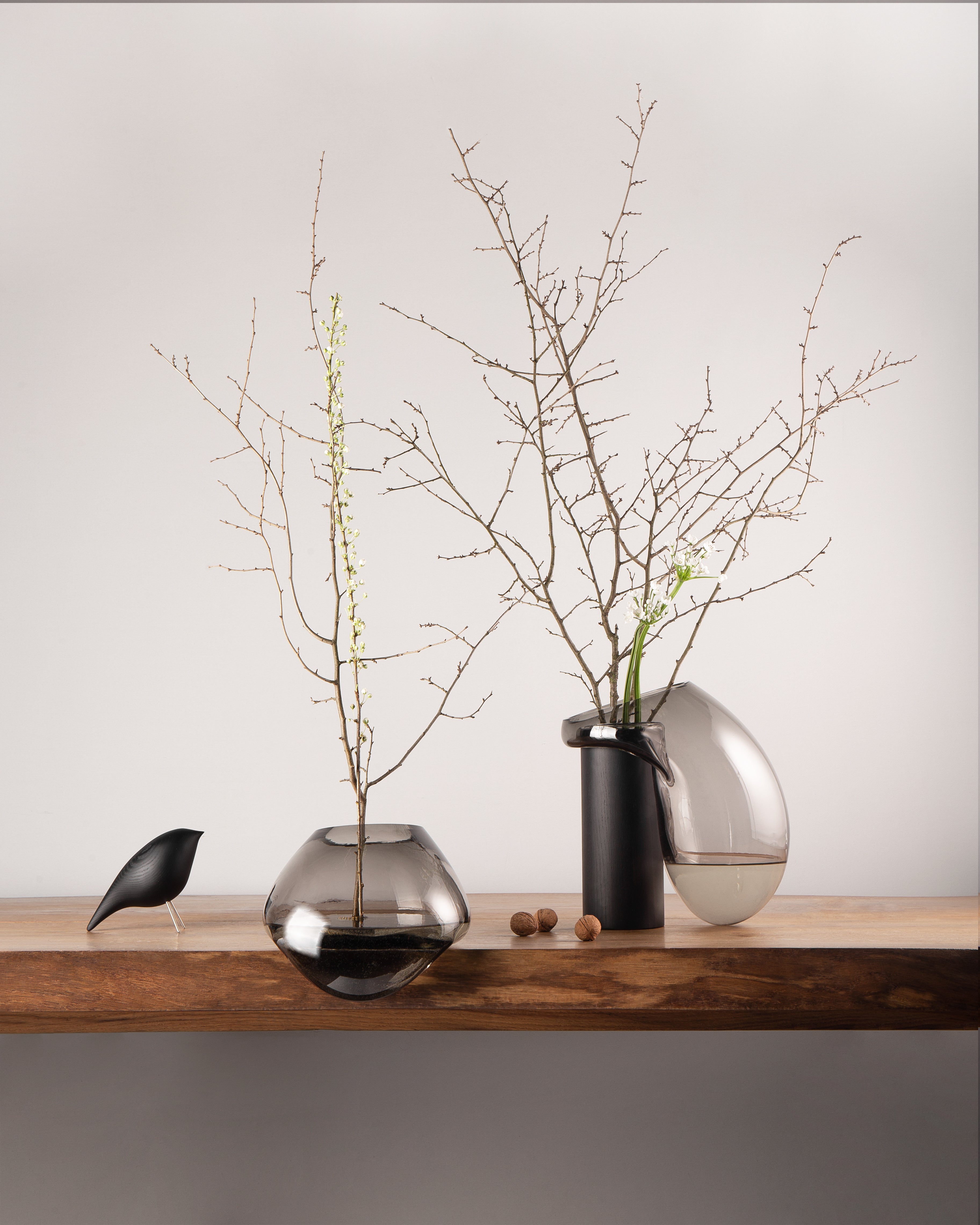 Vase GUTTA graues Glas