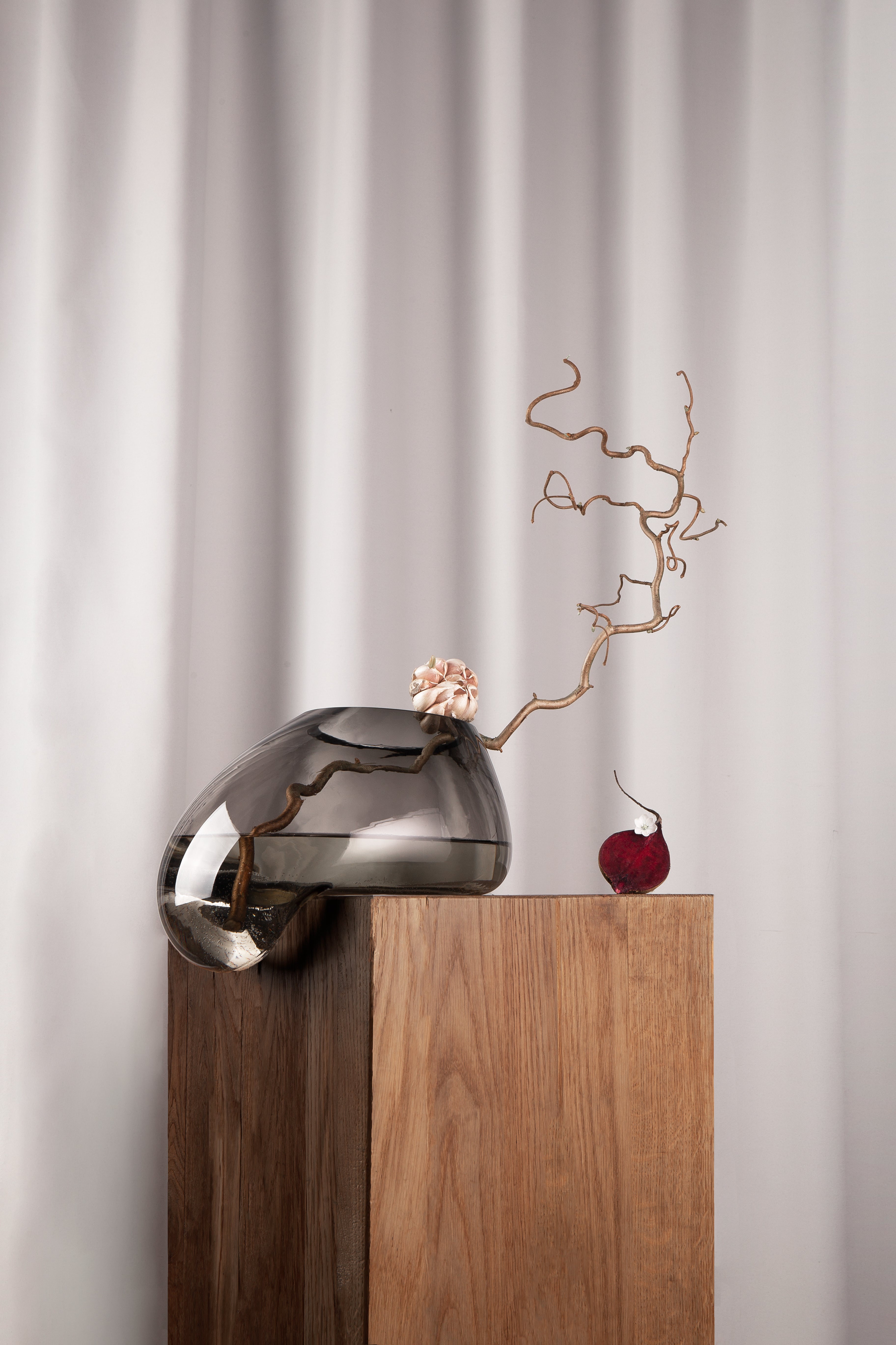 Vase GUTTA graues Glas