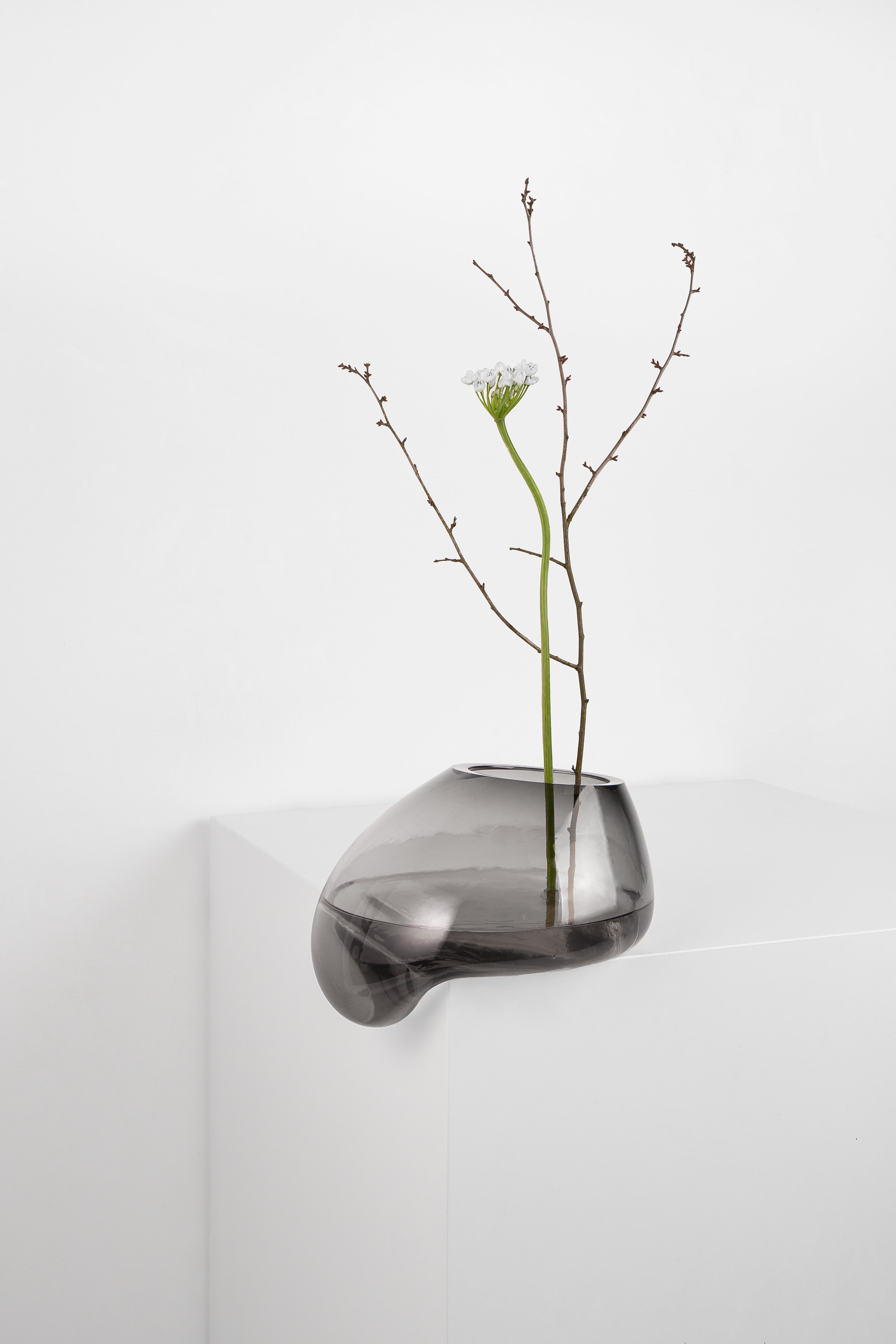 Vase GUTTA graues Glas