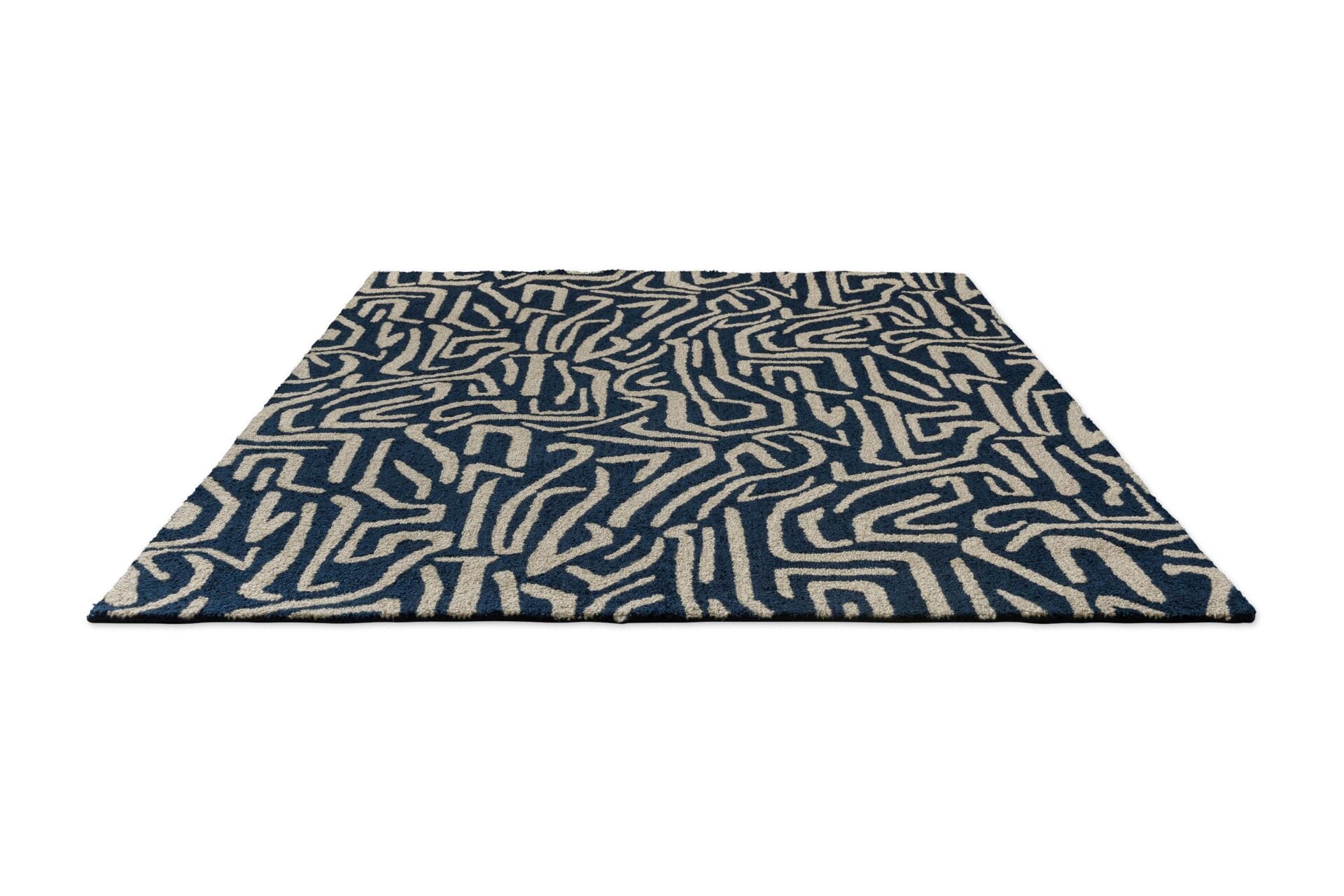 MELODIC Outdoor-Teppich beige und marineblau