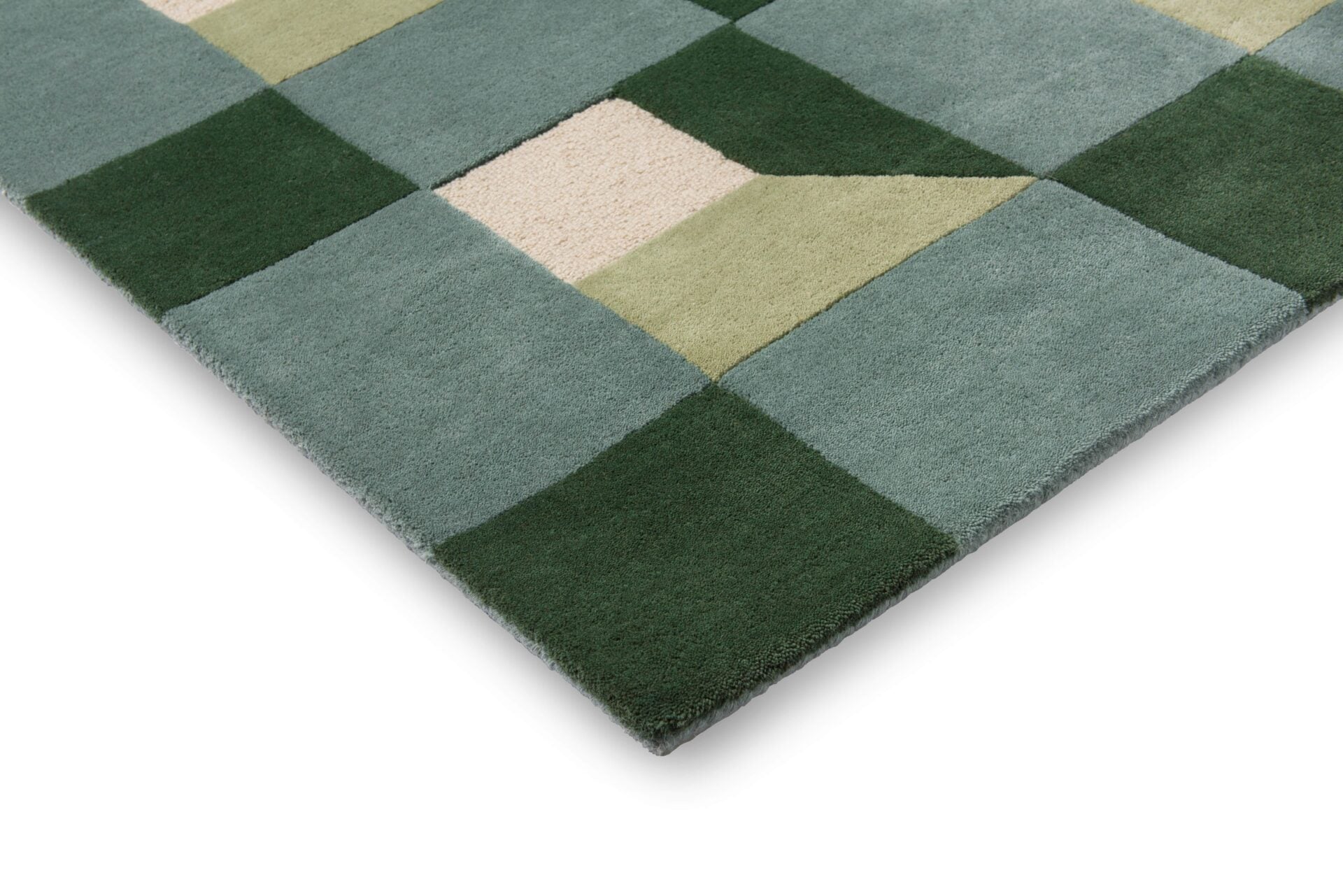 BLOCKS FERN grün-beiger Teppich