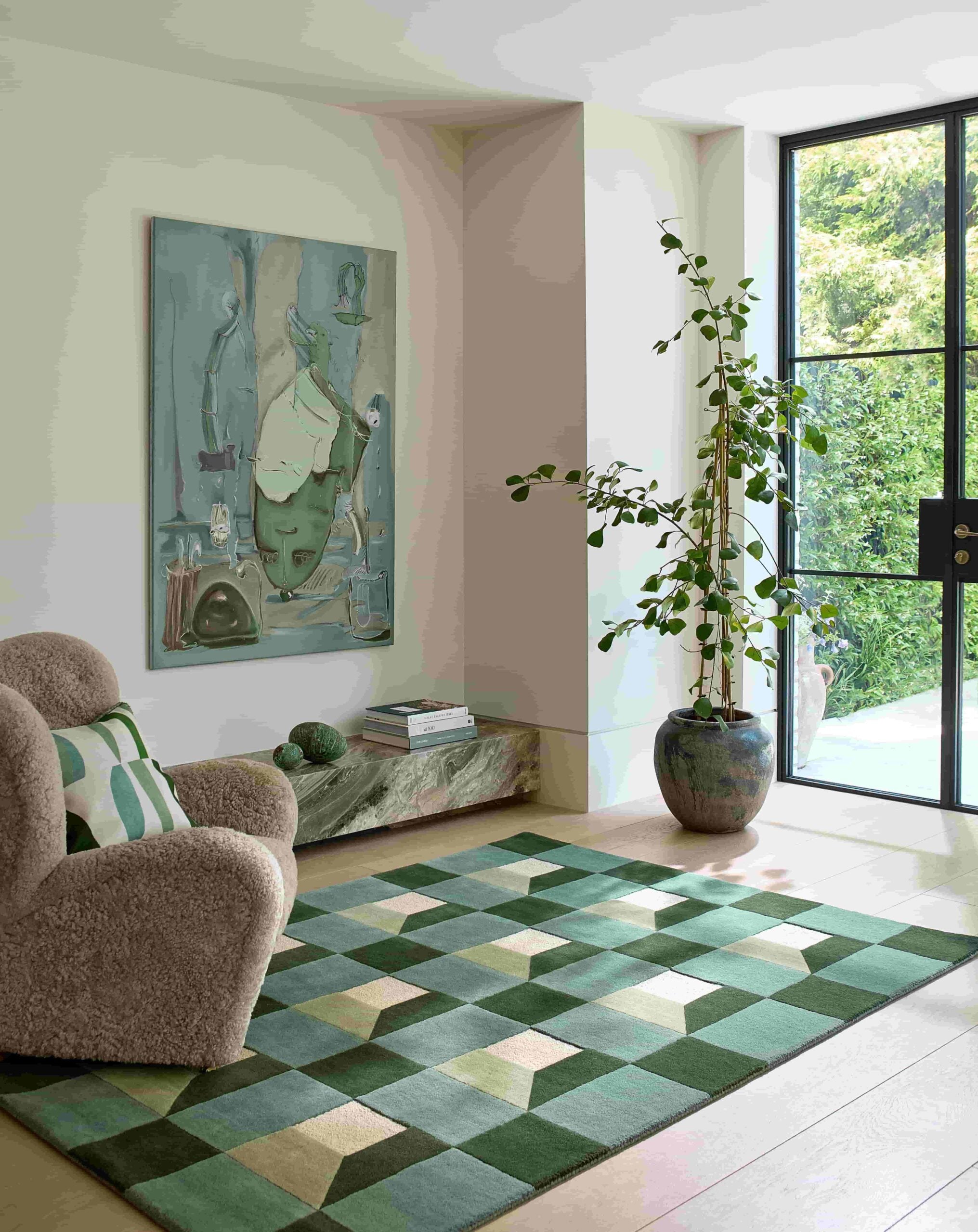BLOCKS FERN grün-beiger Teppich